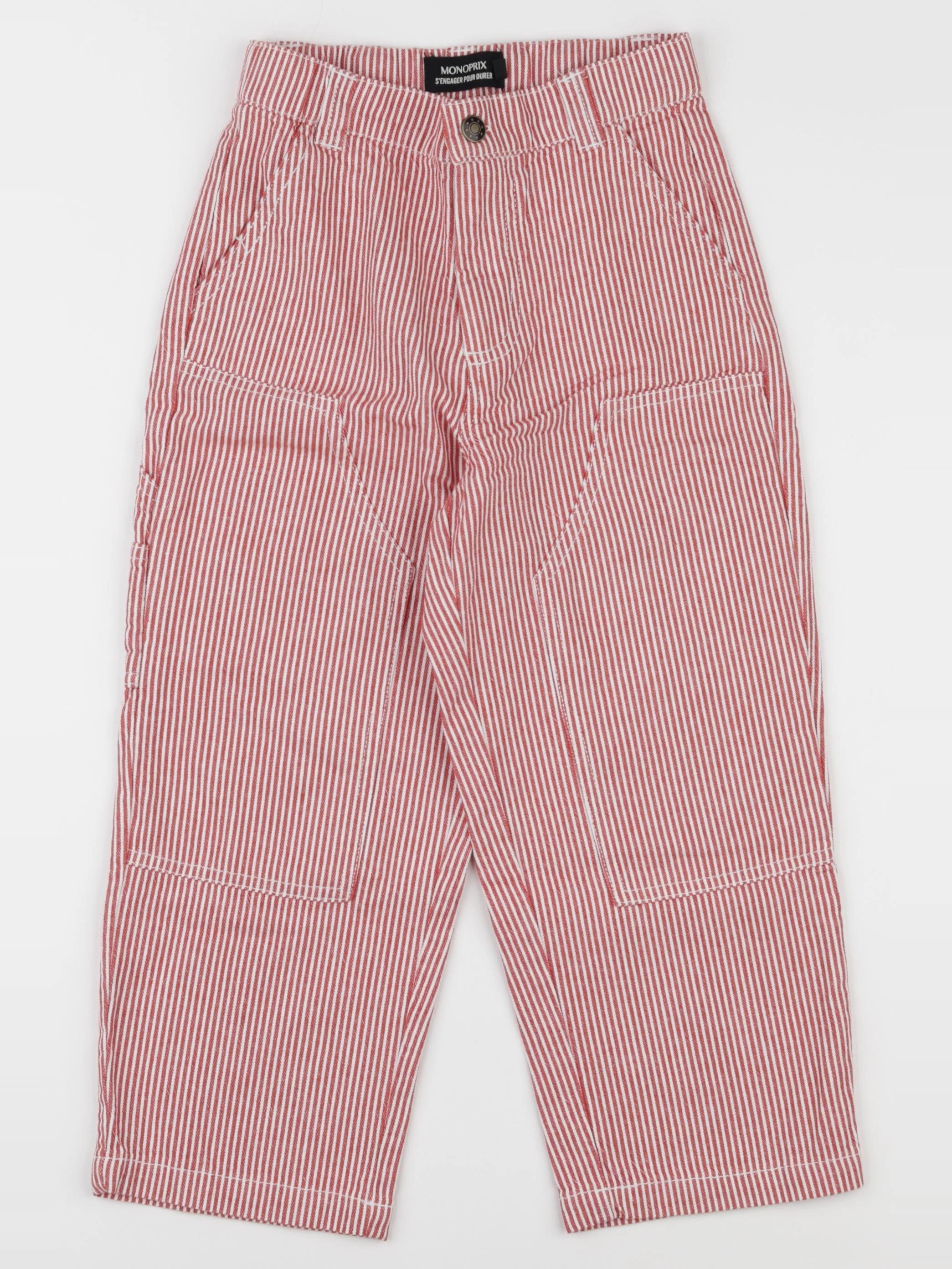 Monoprix - pantalon blanc, rouge - 5 ans