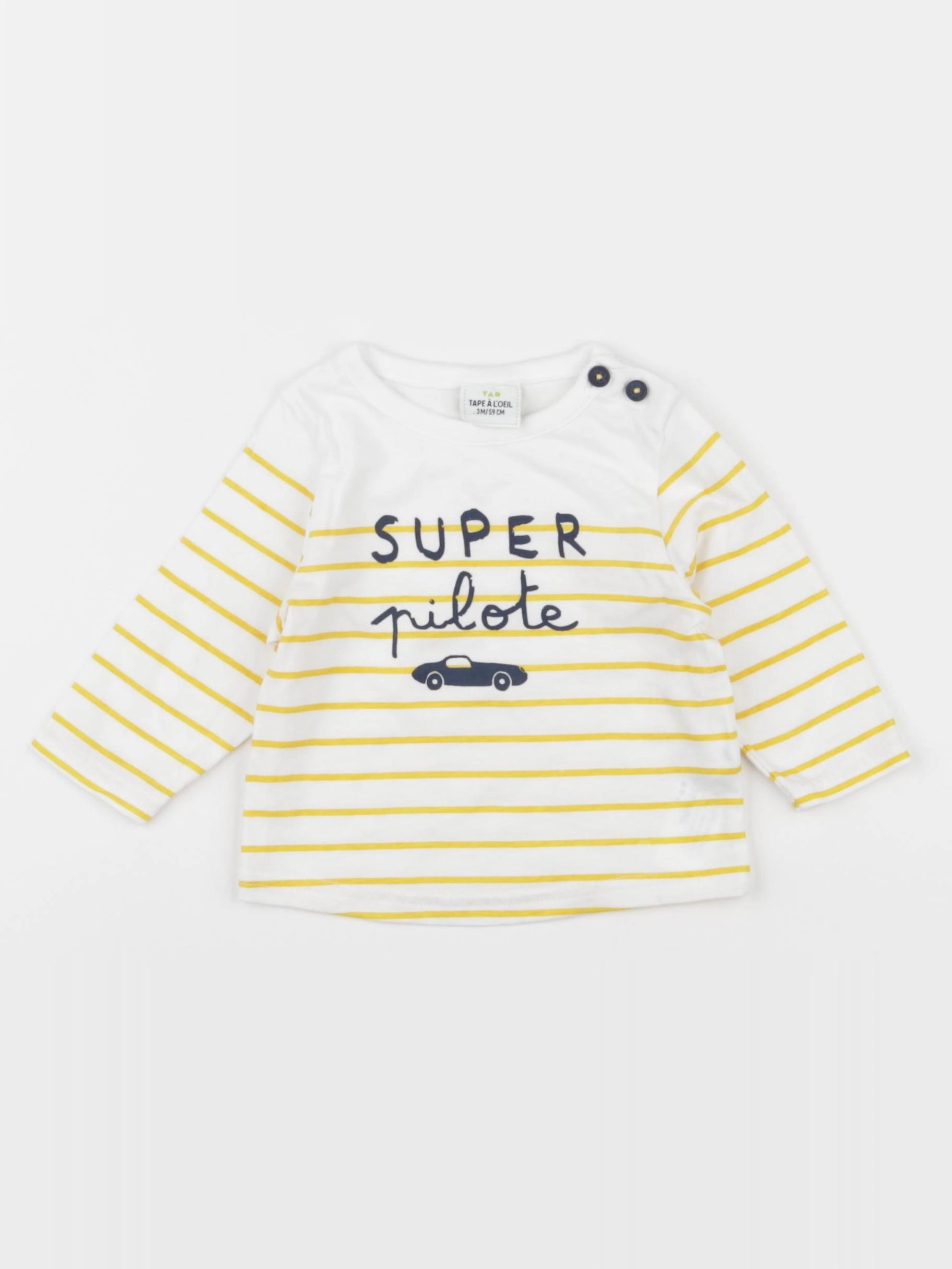 Tape à l'oeil - tee-shirt blanc, jaune - 3 mois