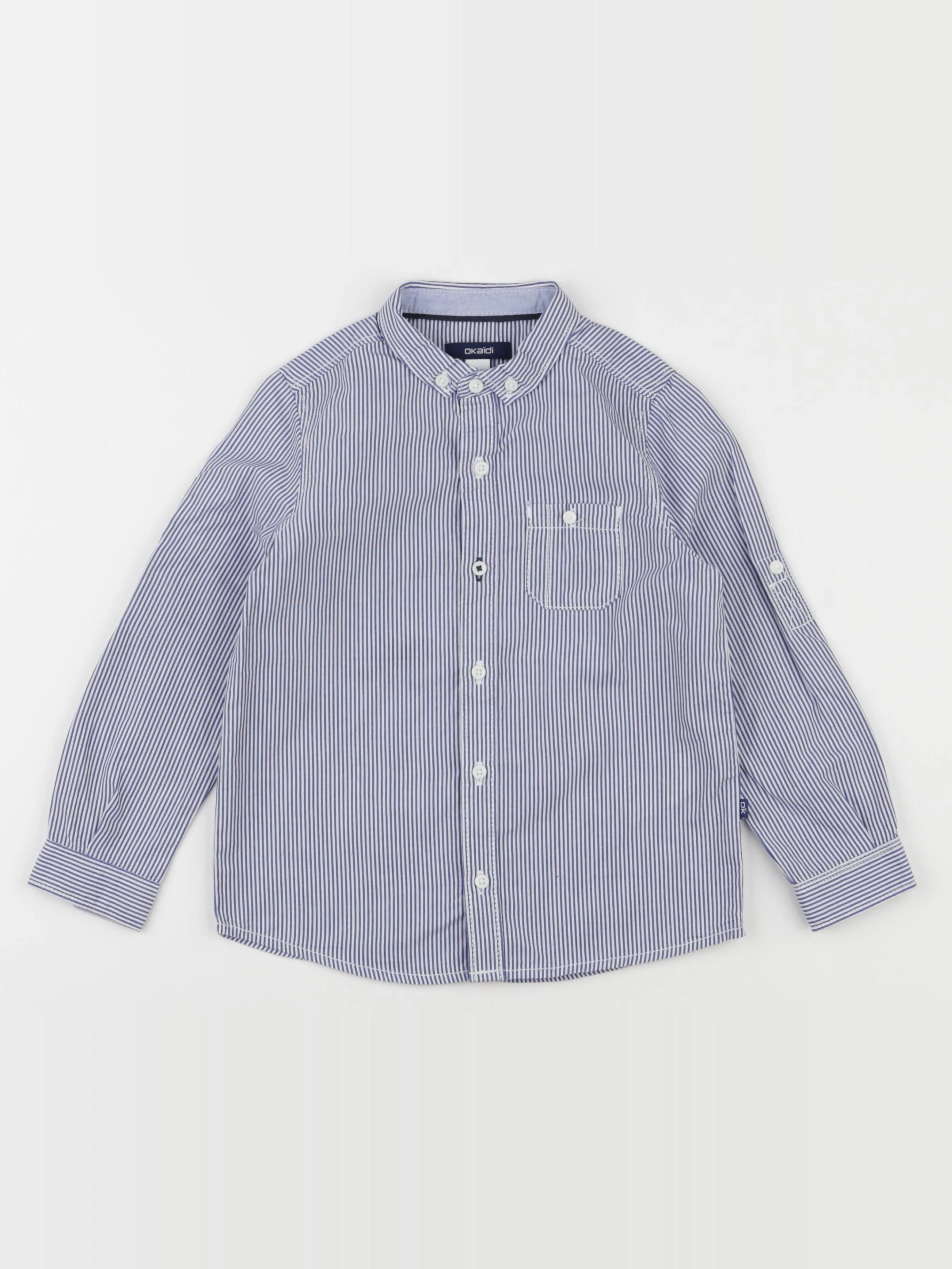 Okaidi - chemise bleu, blanc - 3 ans