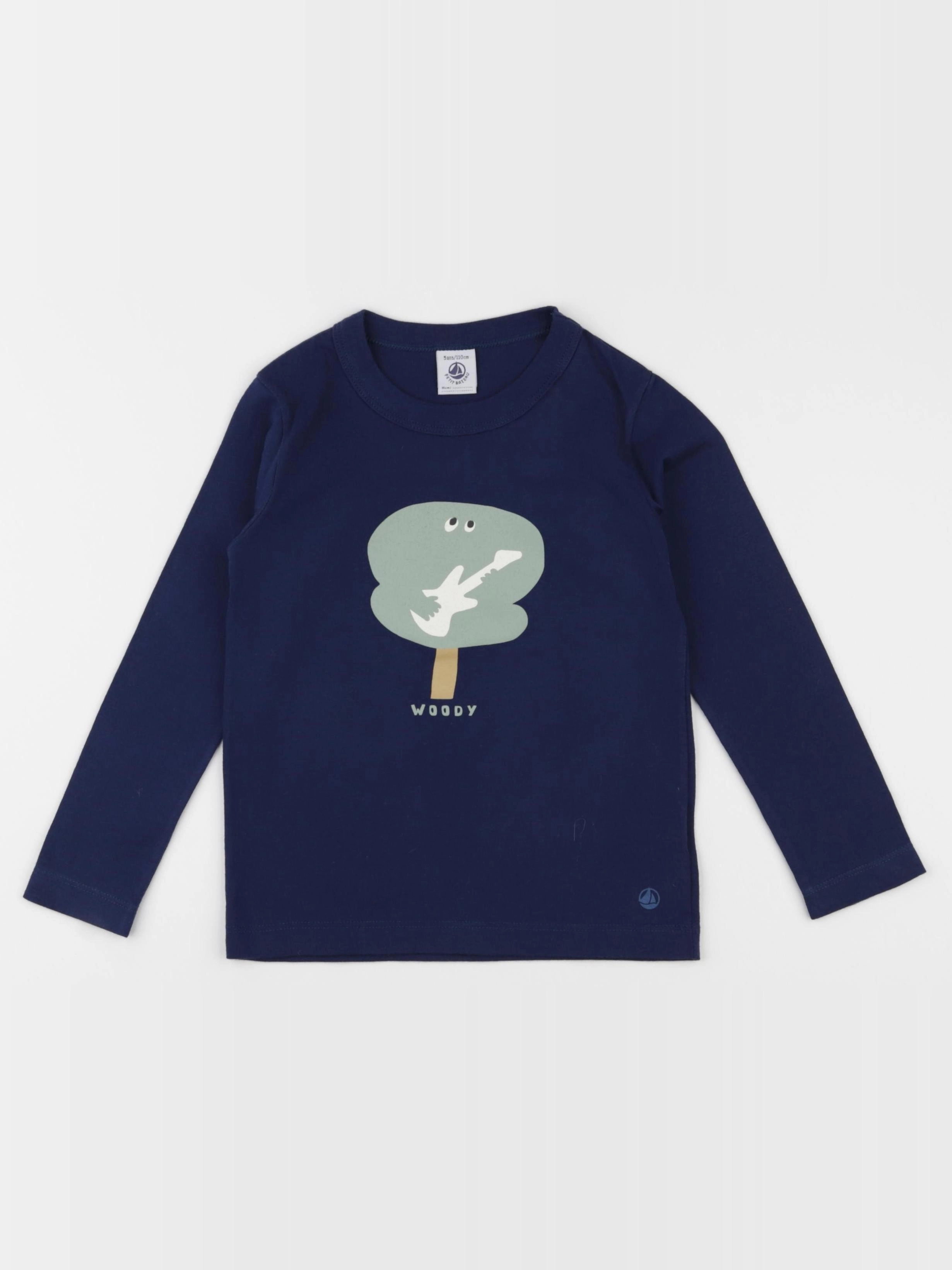 Petit Bateau - tee-shirt bleu - 5 ans