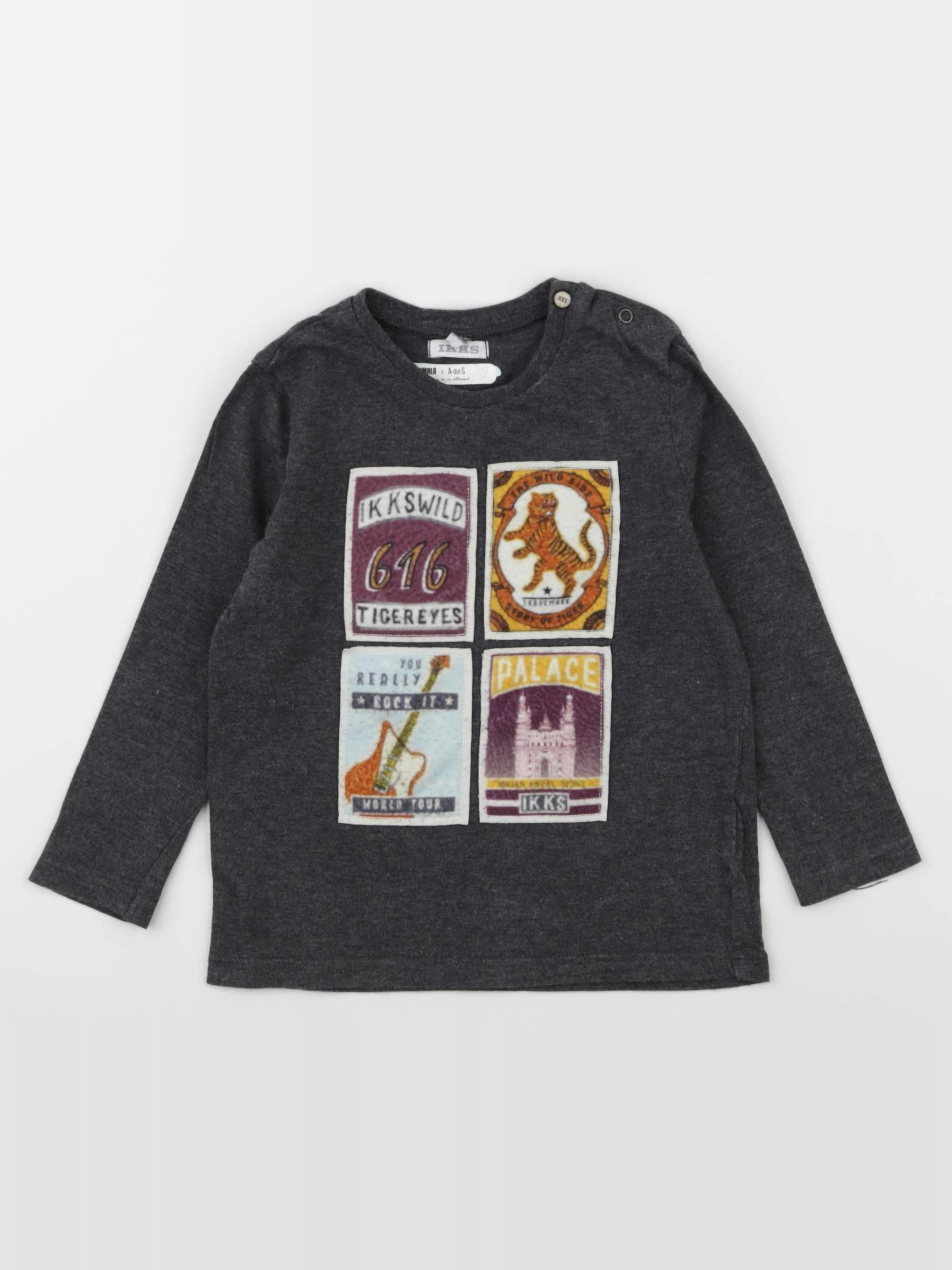 IKKS - tee-shirt gris, marron - 3 ans