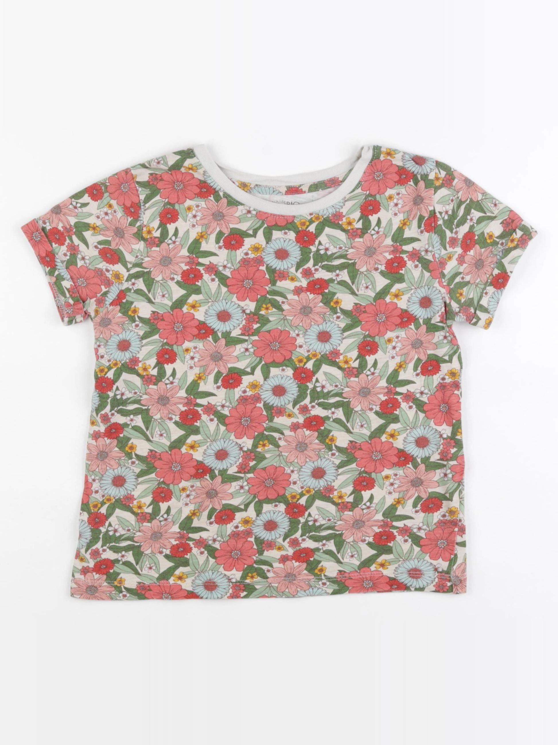 Monoprix - tee-shirt rose, vert - 8 ans