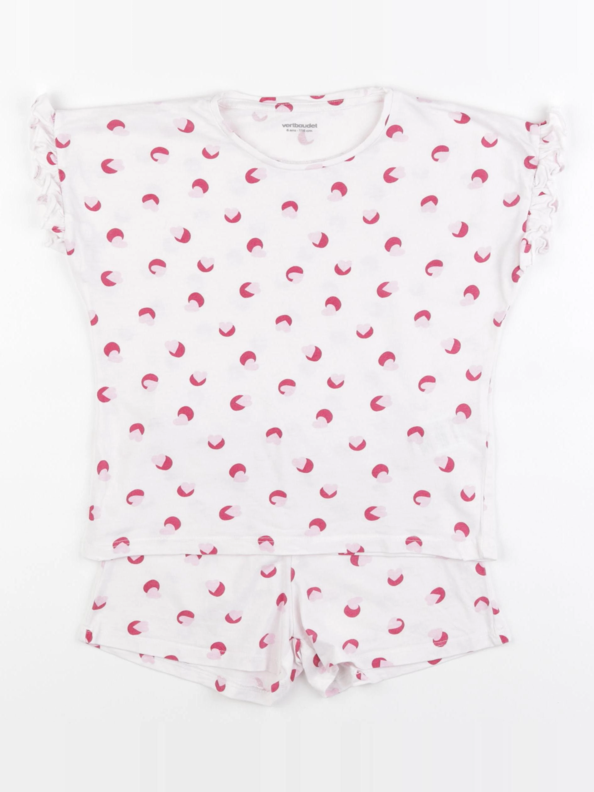 Vertbaudet - pyjama coton blanc, rose - 6 ans