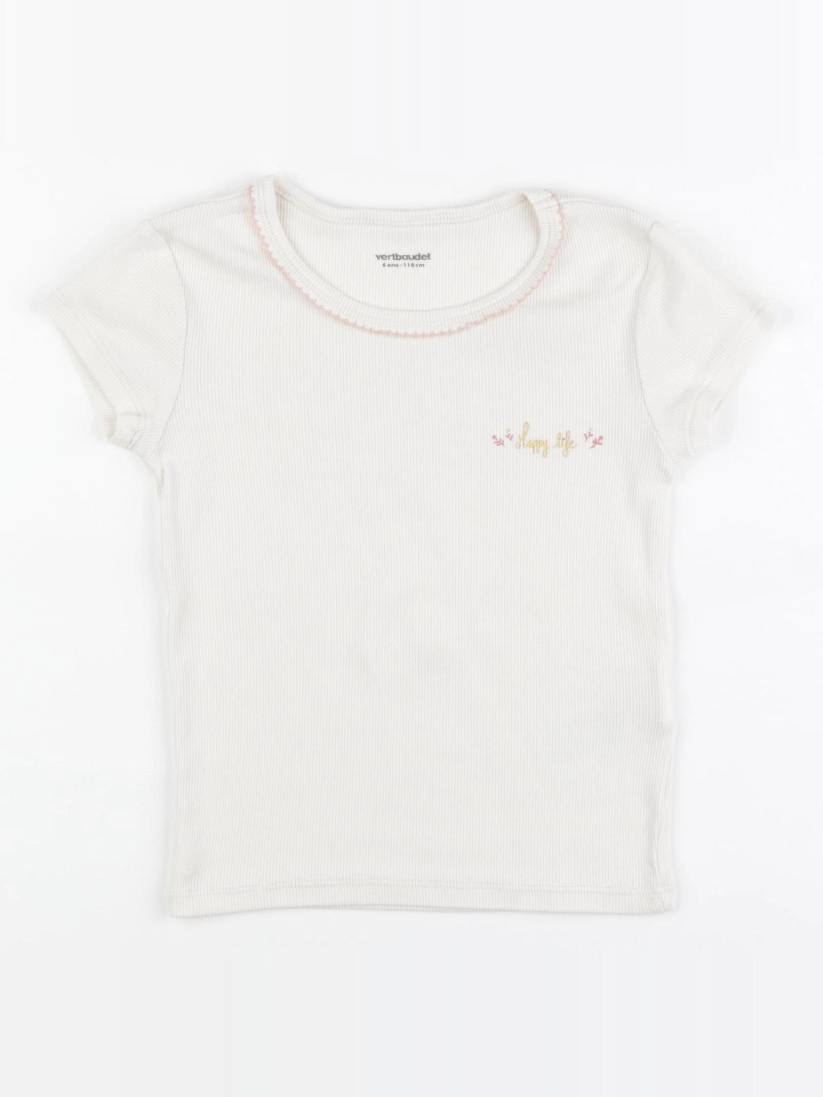 Vertbaudet - tee-shirt beige - 6 ans