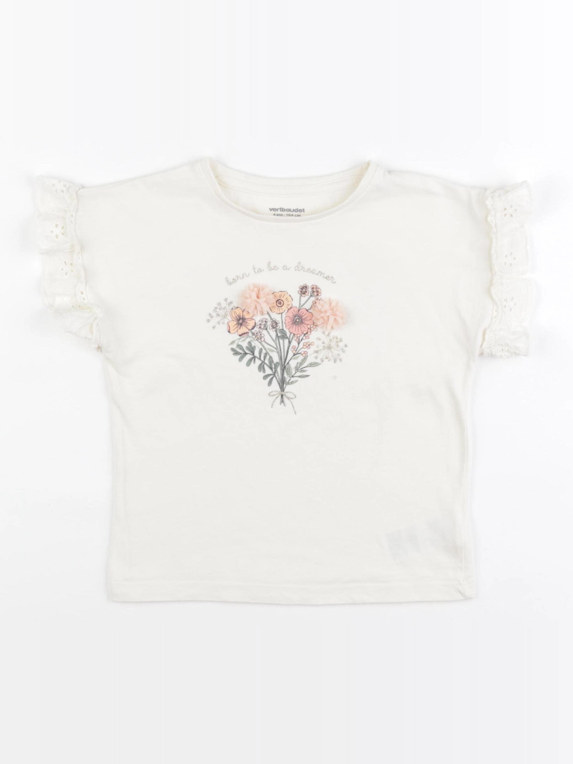 Vertbaudet - tee-shirt beige - 4 ans