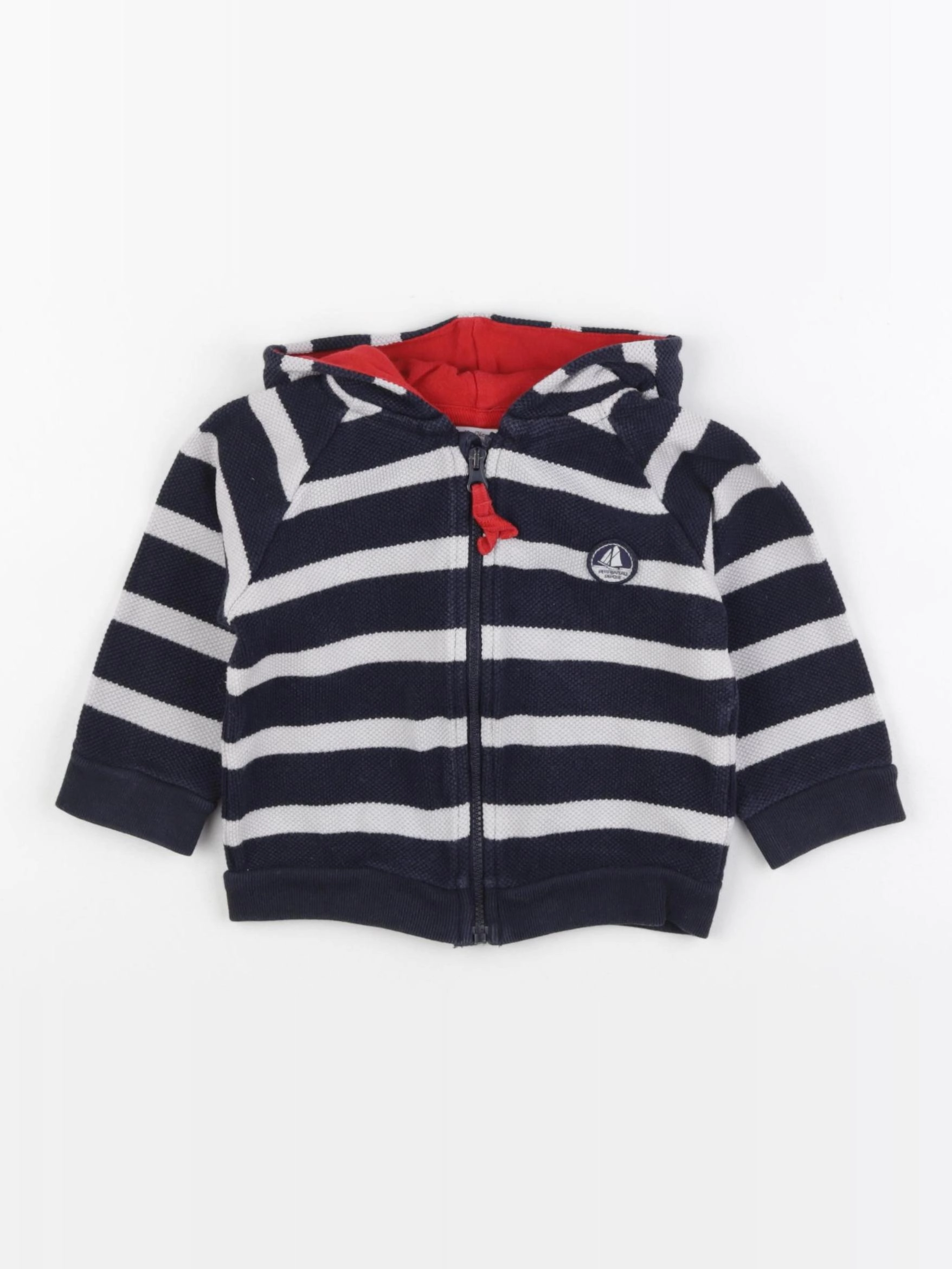 Petit Bateau - sweat bleu, blanc - 12 mois