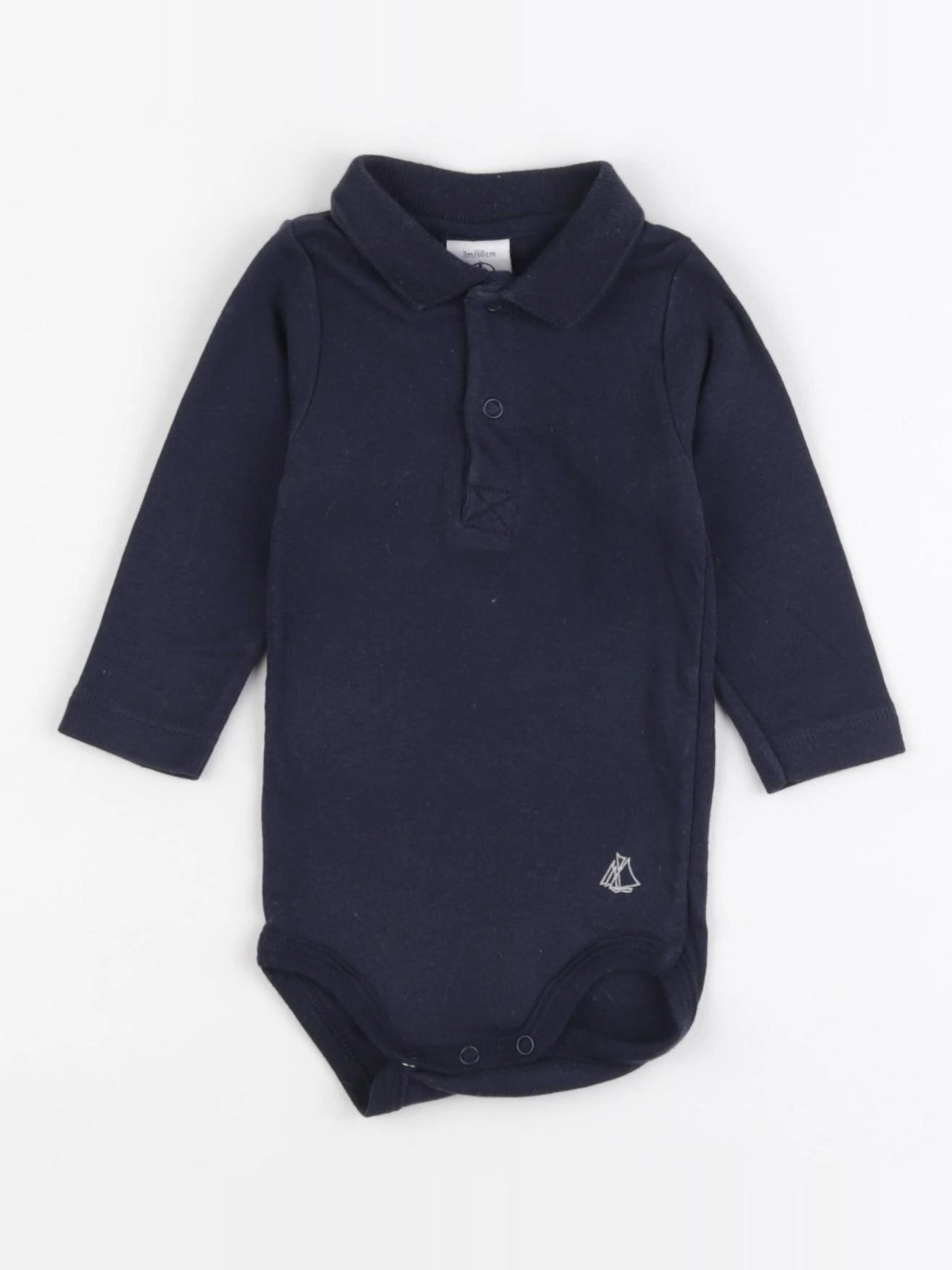 Petit Bateau - body à col bleu - 3 mois