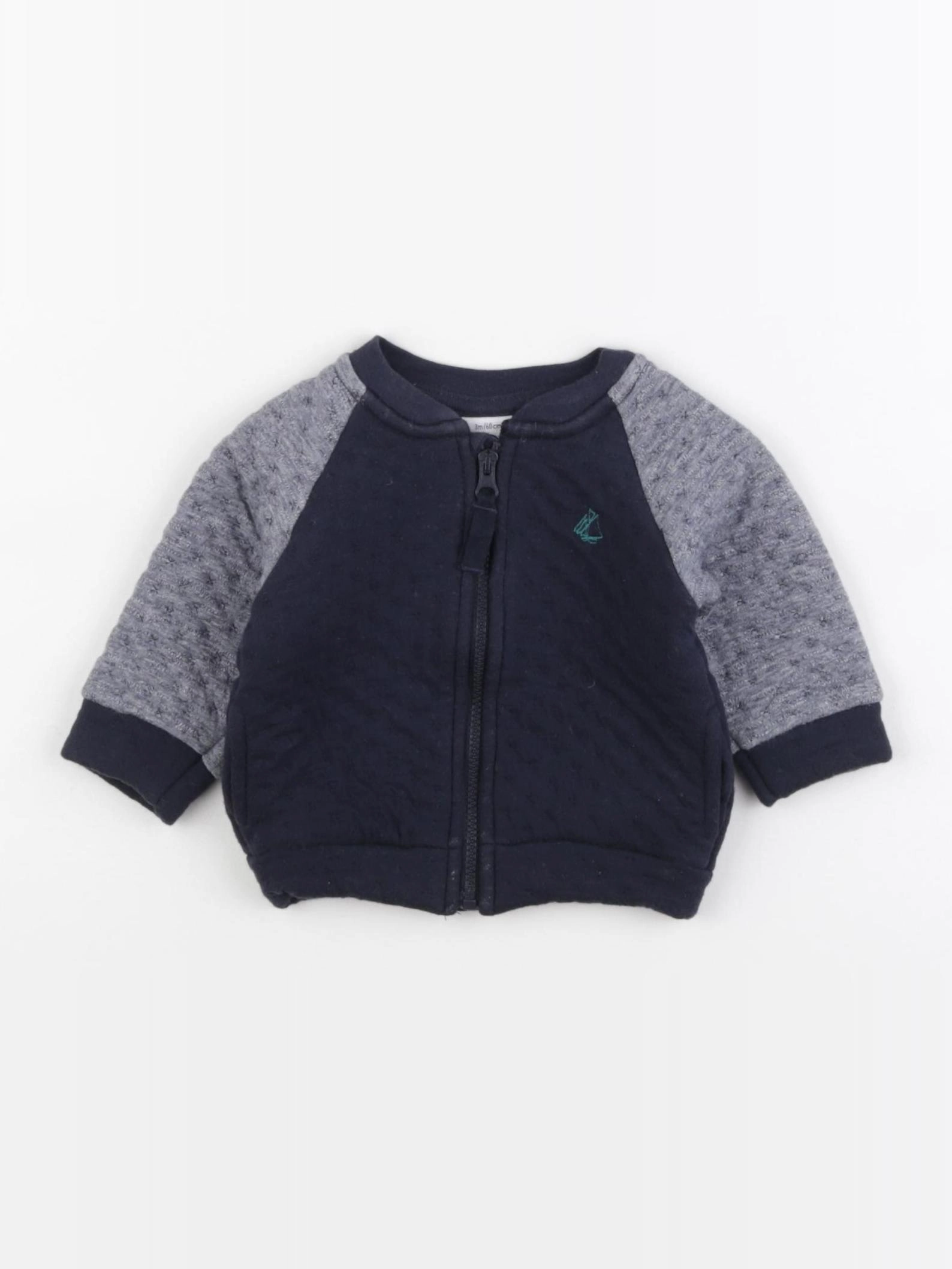 Petit Bateau - sweat bleu, gris - 3 mois