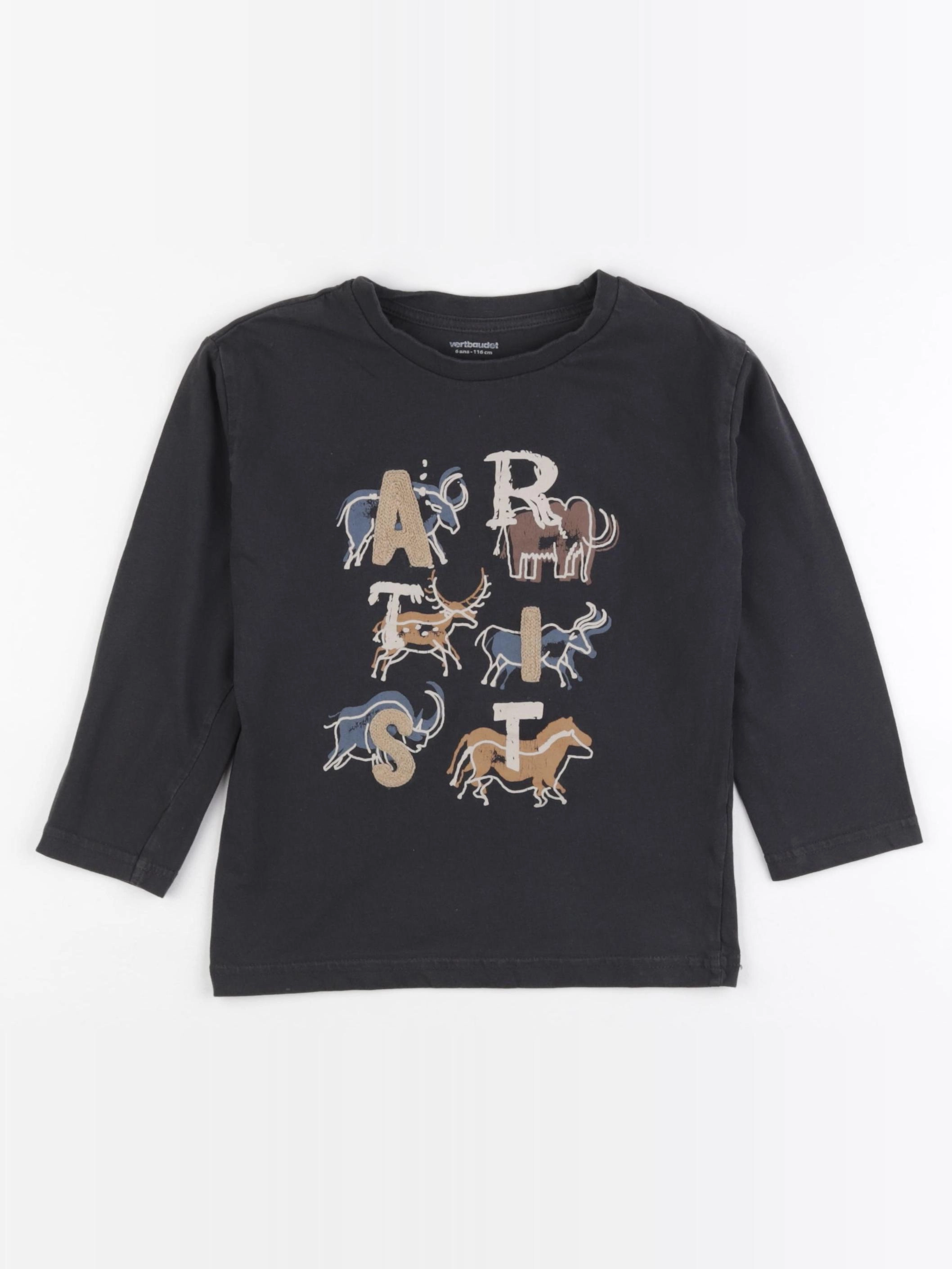 Vertbaudet - tee-shirt noir - 6 ans