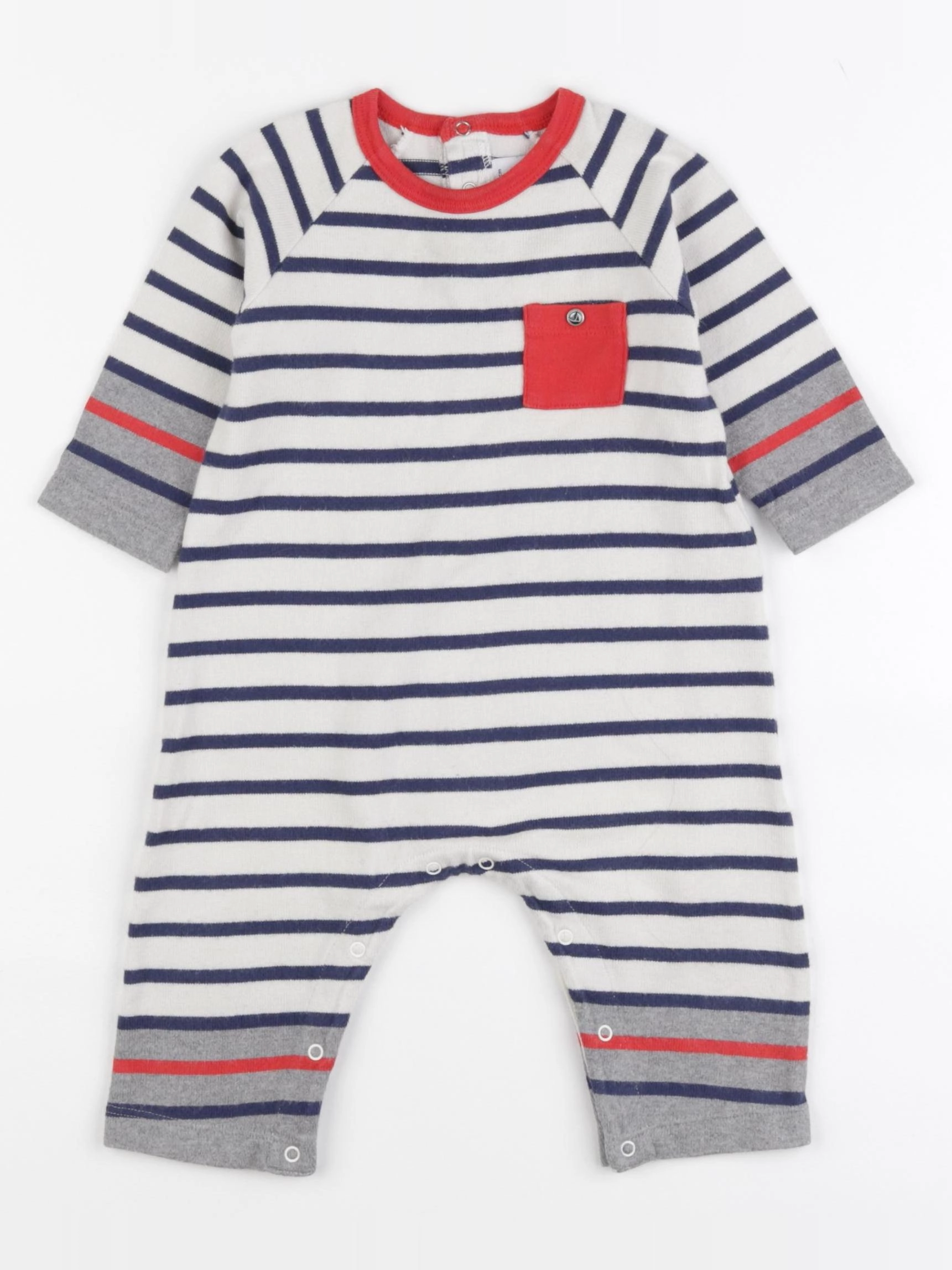Petit Bateau - combinaison blanc, bleu - 6 mois