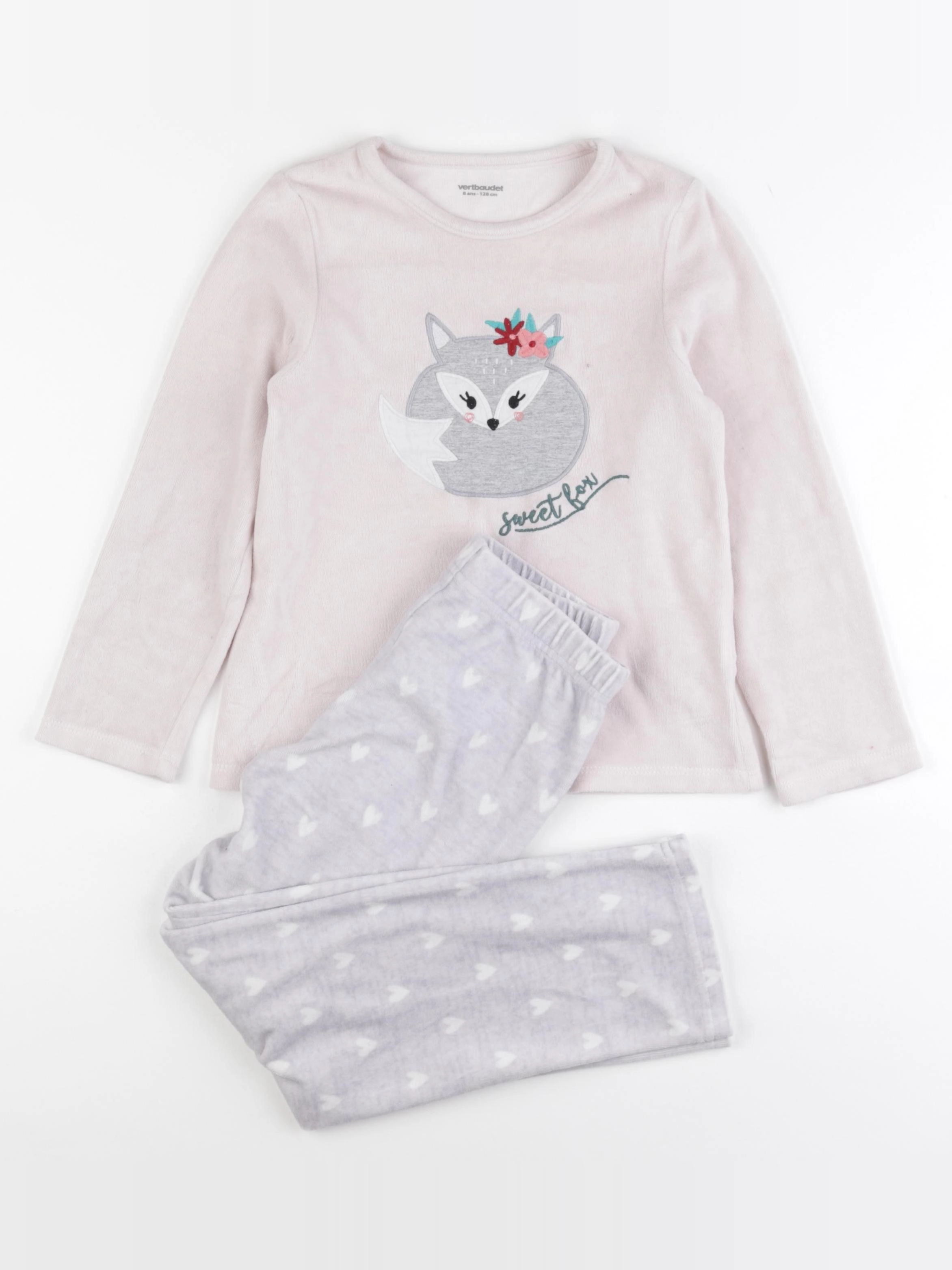 Vertbaudet - pyjama velours rose - 8 ans