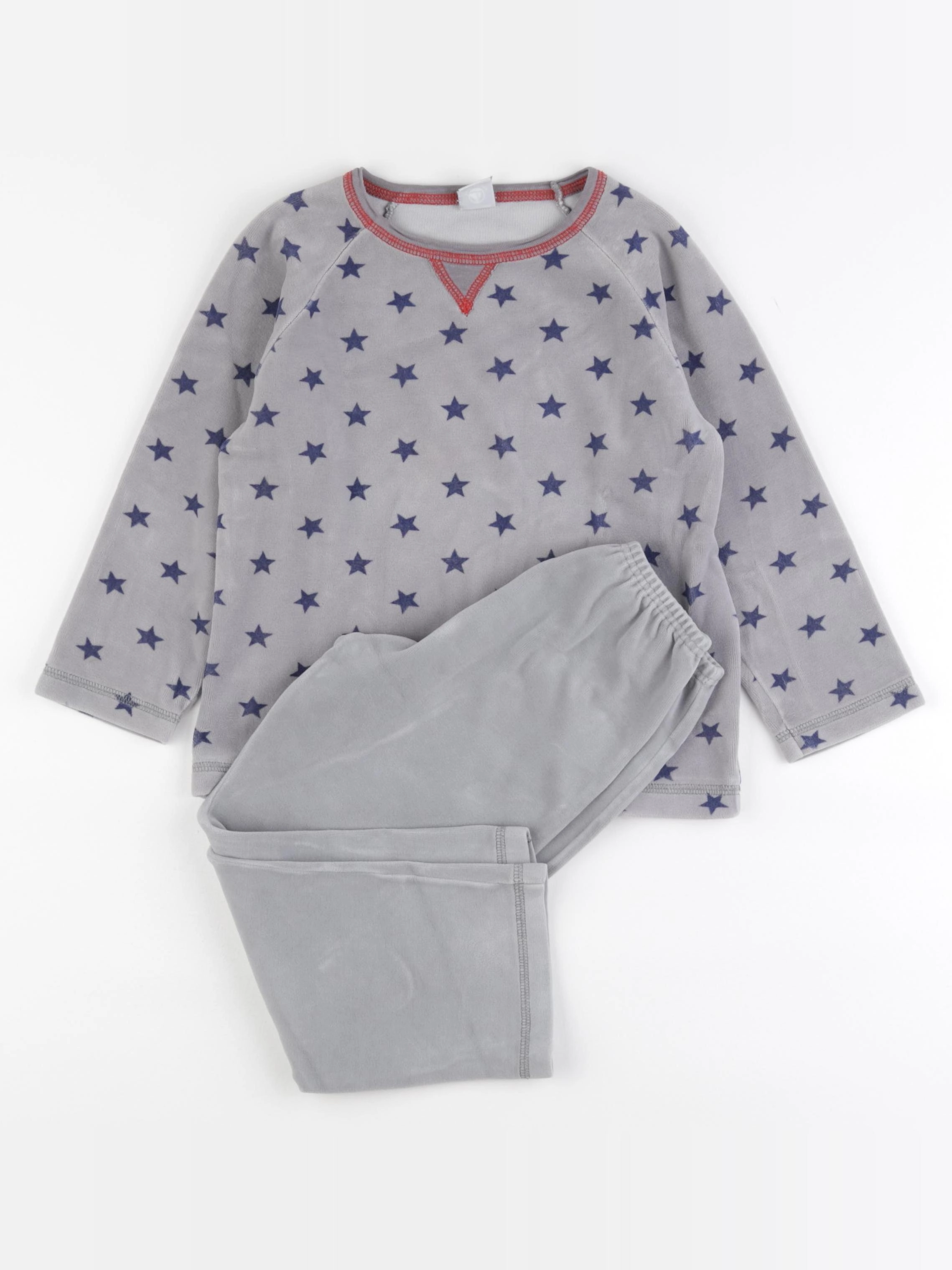 Petit Bateau - pyjama velours gris - 5 ans