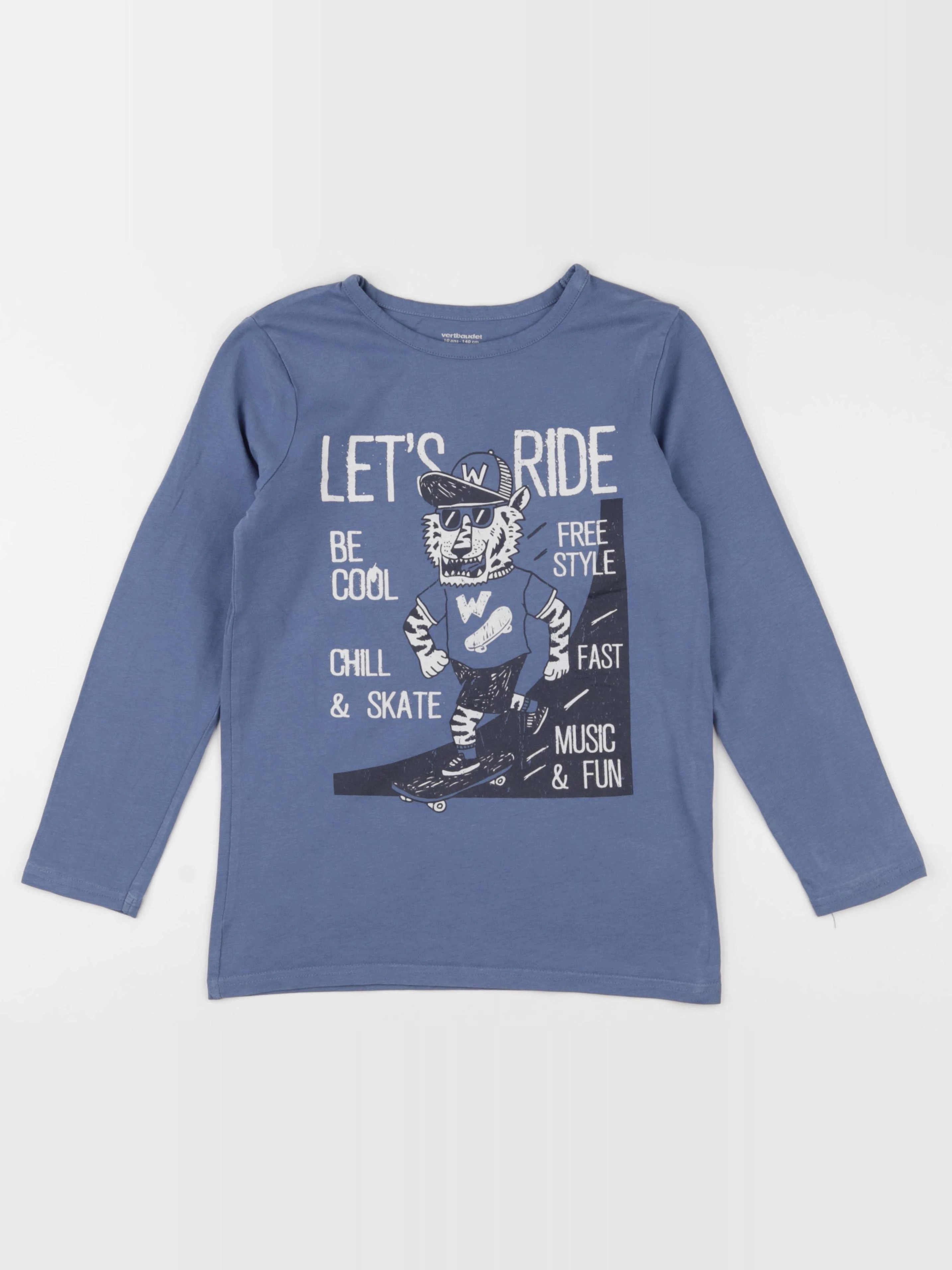 Vertbaudet - tee-shirt bleu - 10 ans