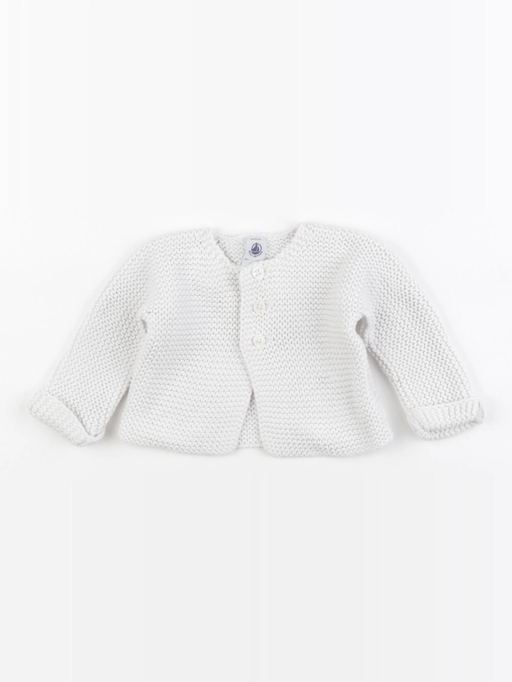 Petit Bateau - gilet blanc - 6 mois