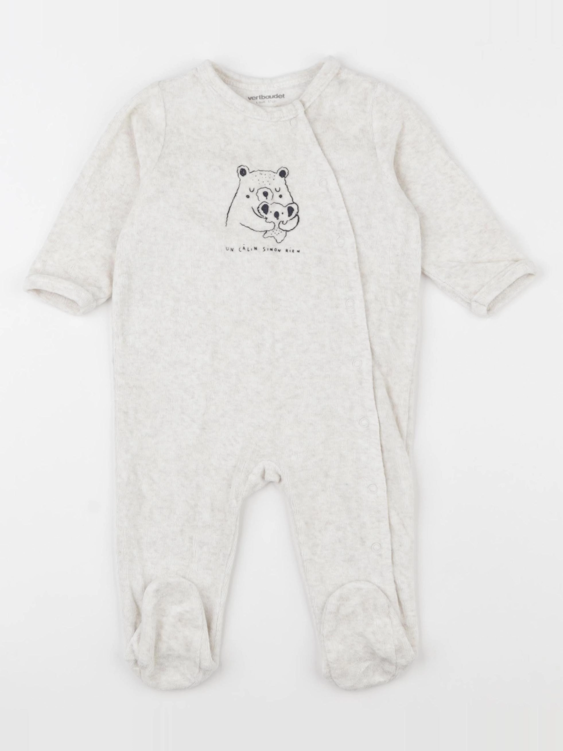 Vertbaudet - pyjama velours beige - 6 mois