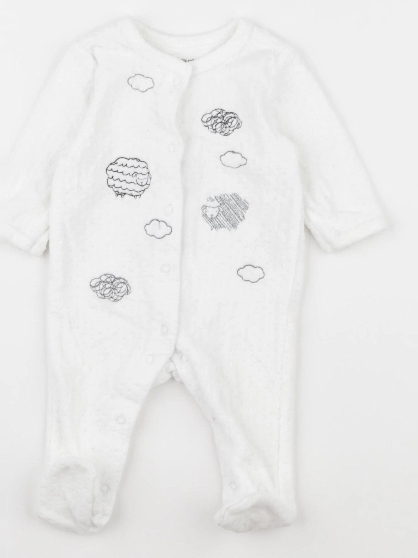 Vertbaudet - pyjama velours blanc - 1 mois