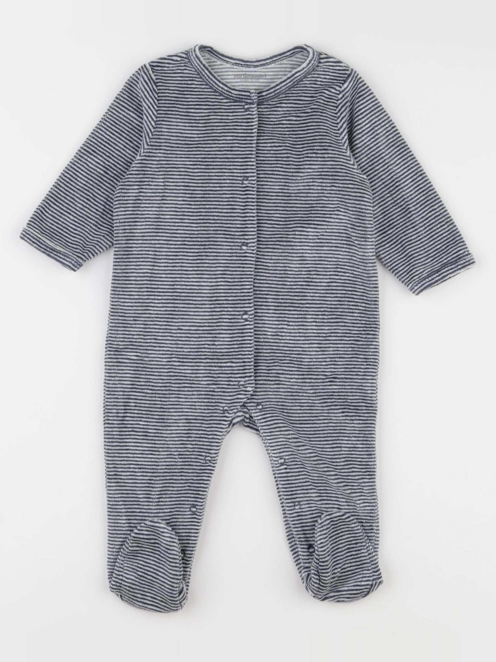 Vertbaudet - pyjama velours bleu, blanc - 6 mois