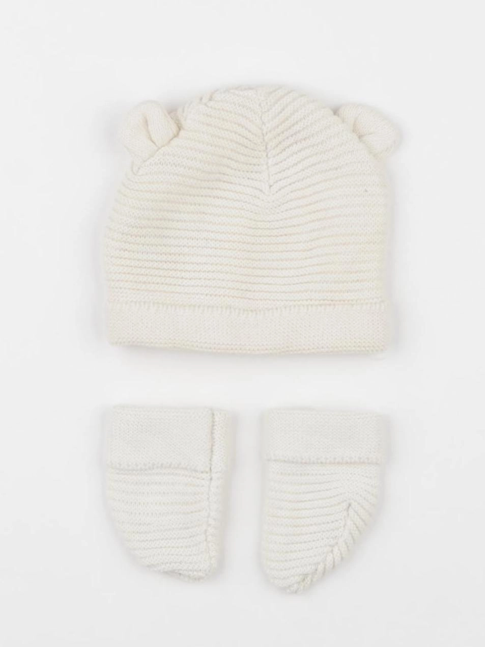 Vertbaudet - ensemble bonnet/moufles beige - 1 mois