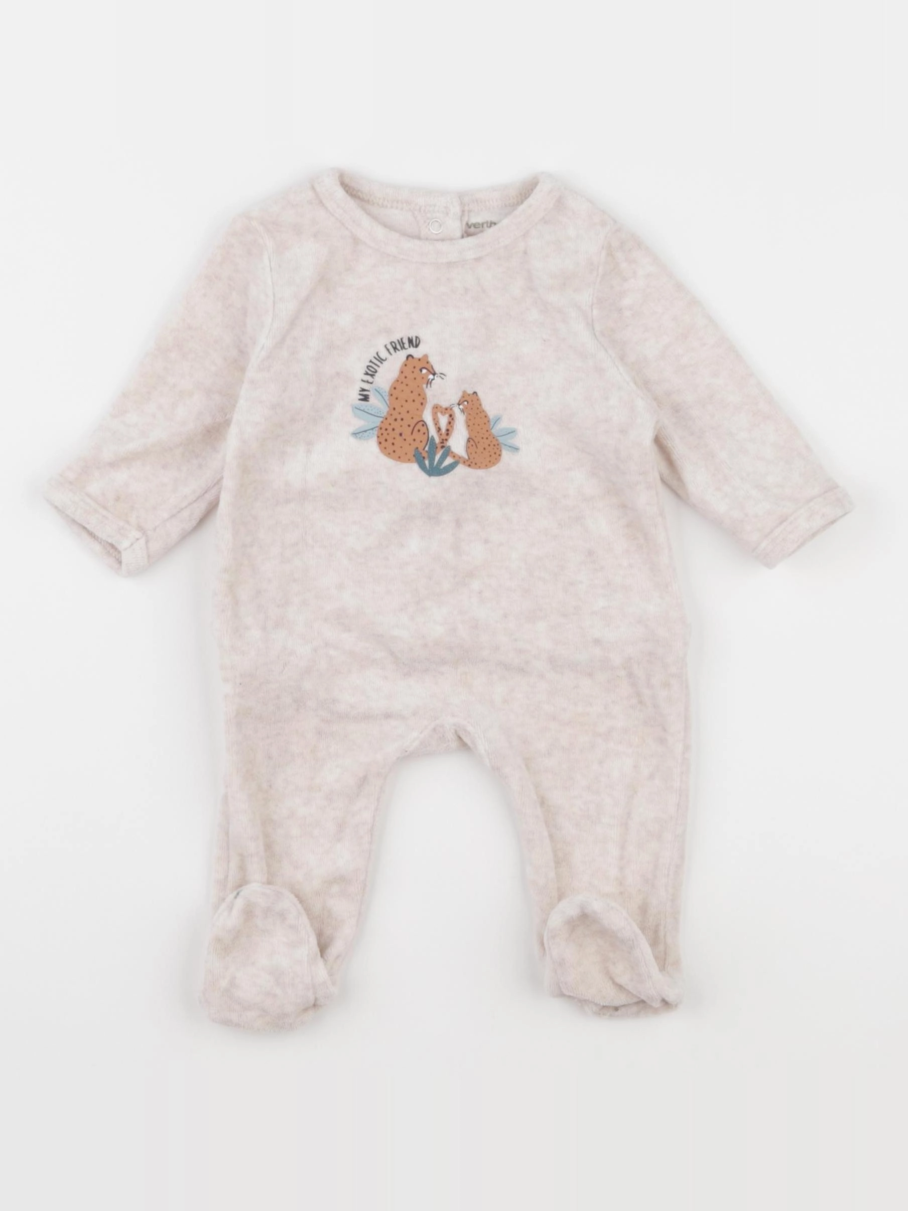 Vertbaudet - pyjama velours beige - 1 mois