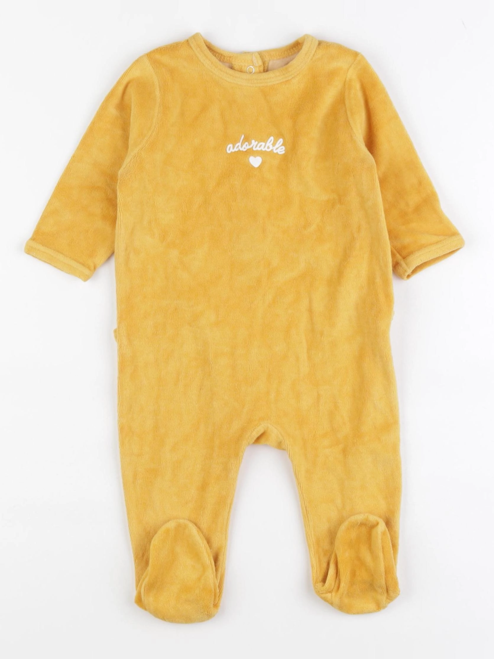 Vertbaudet - pyjama velours jaune - 6 mois