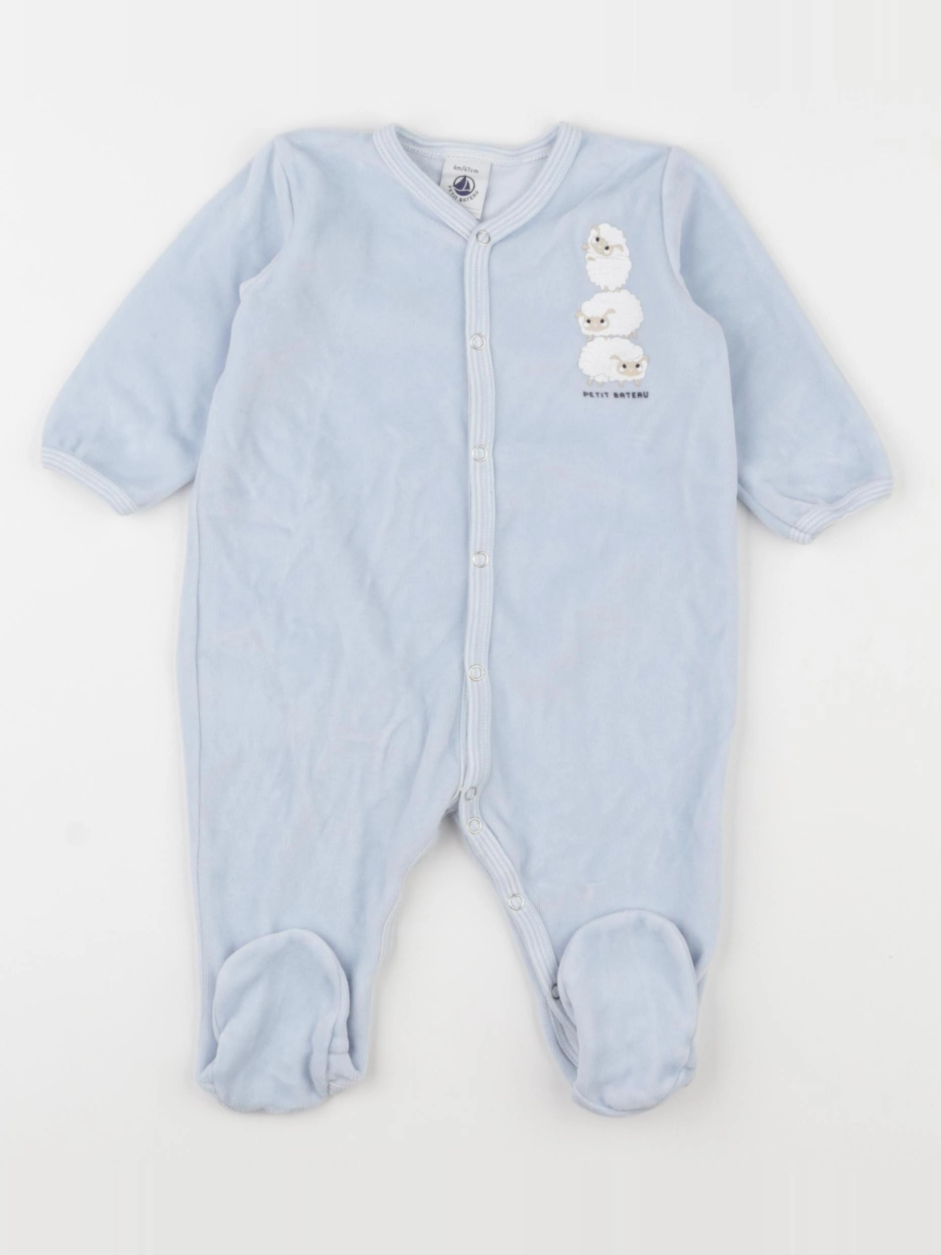 Petit Bateau - pyjama velours bleu - 6 mois