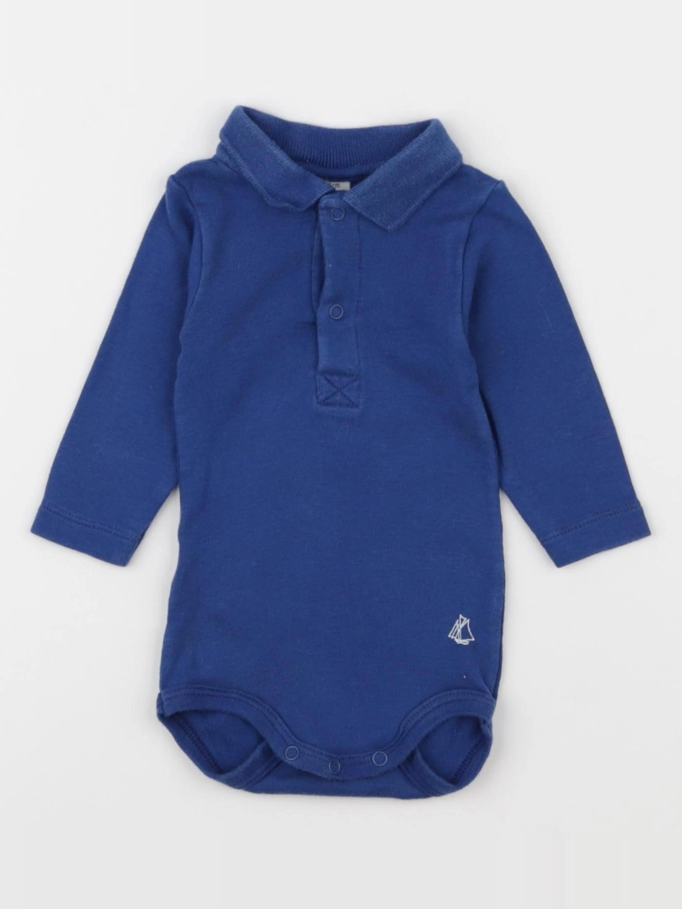 Petit Bateau - body à col bleu - 3 mois