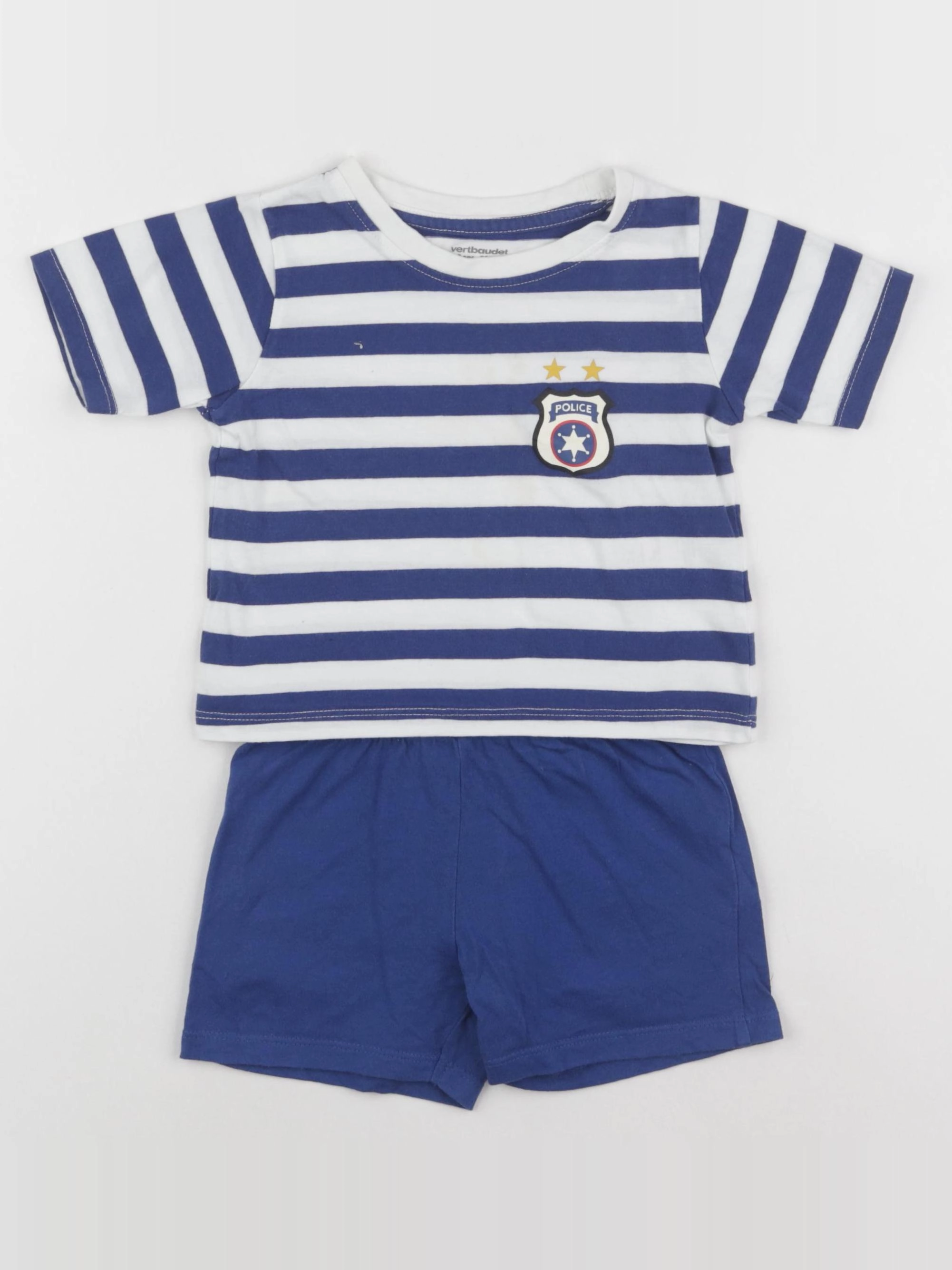 Vertbaudet - pyjama coton bleu, blanc - 2 ans