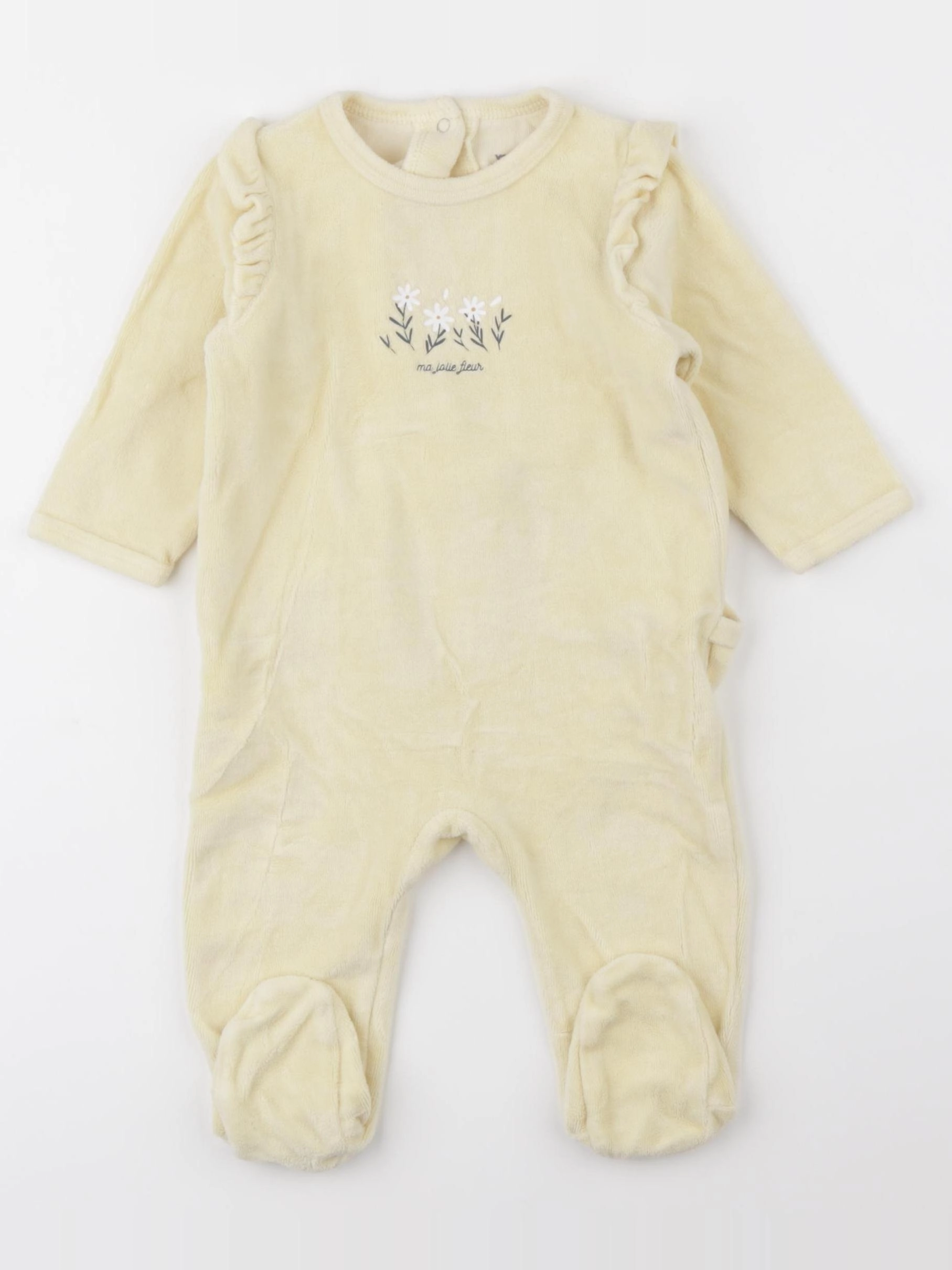 Vertbaudet - pyjama velours jaune - 6 mois