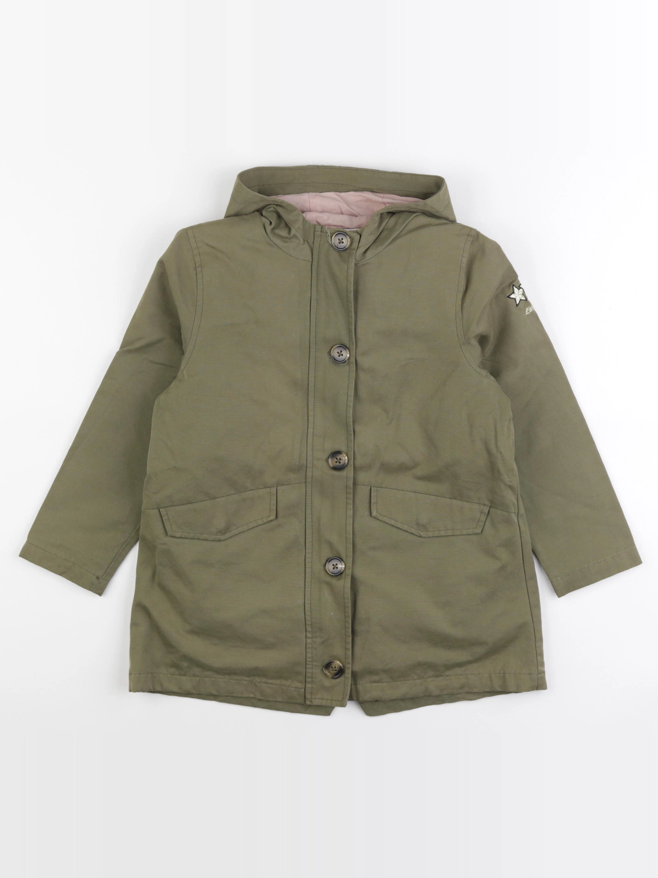 Vertbaudet - manteau doublure amovible vert - 7 ans