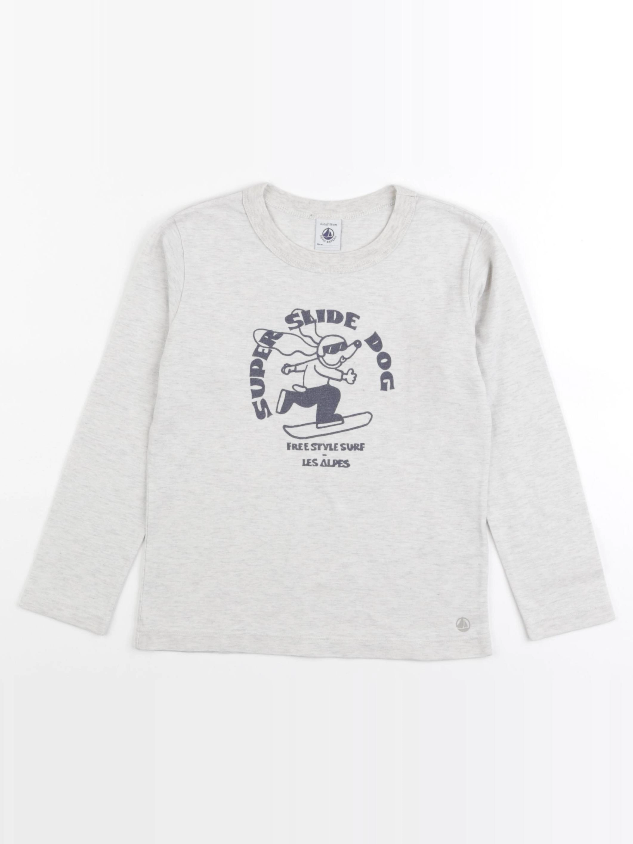 Petit Bateau - tee-shirt gris - 6 ans
