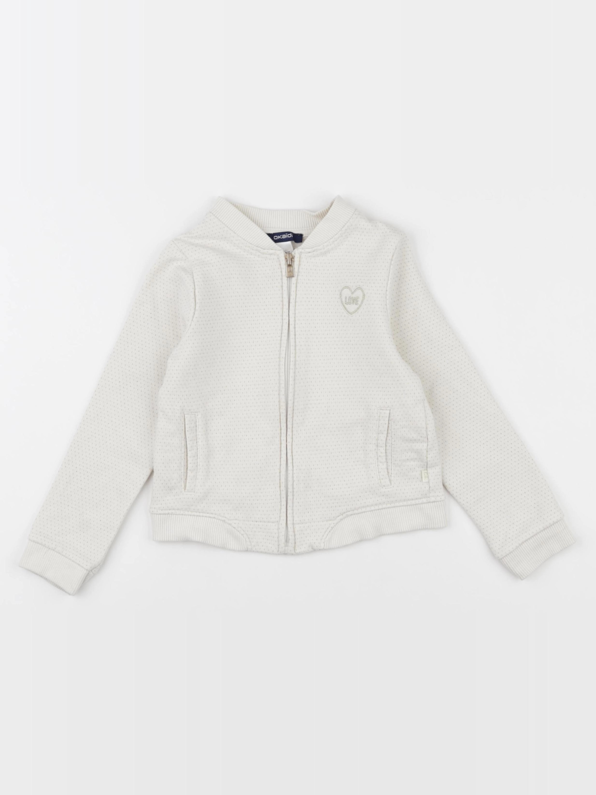 Okaidi - gilet or, beige - 4 ans