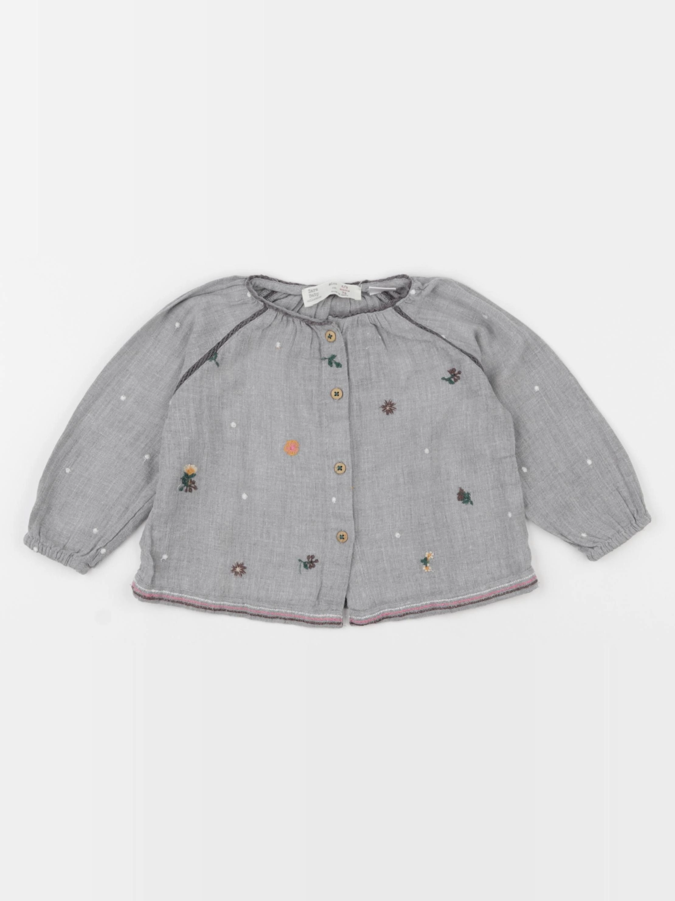 Zara - blouse gris - 6/9 mois