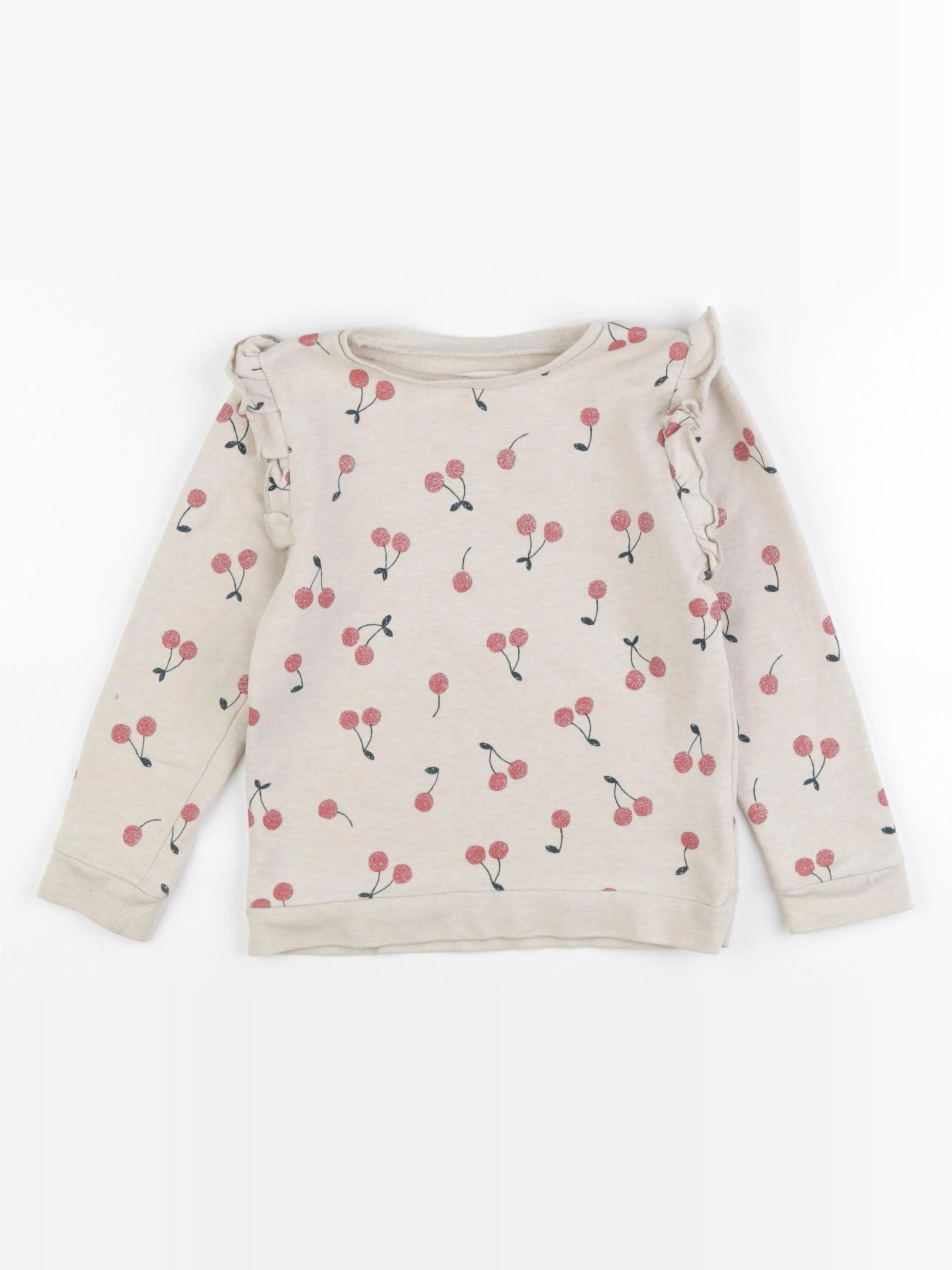 Vertbaudet - sweat beige, rouge - 6 ans