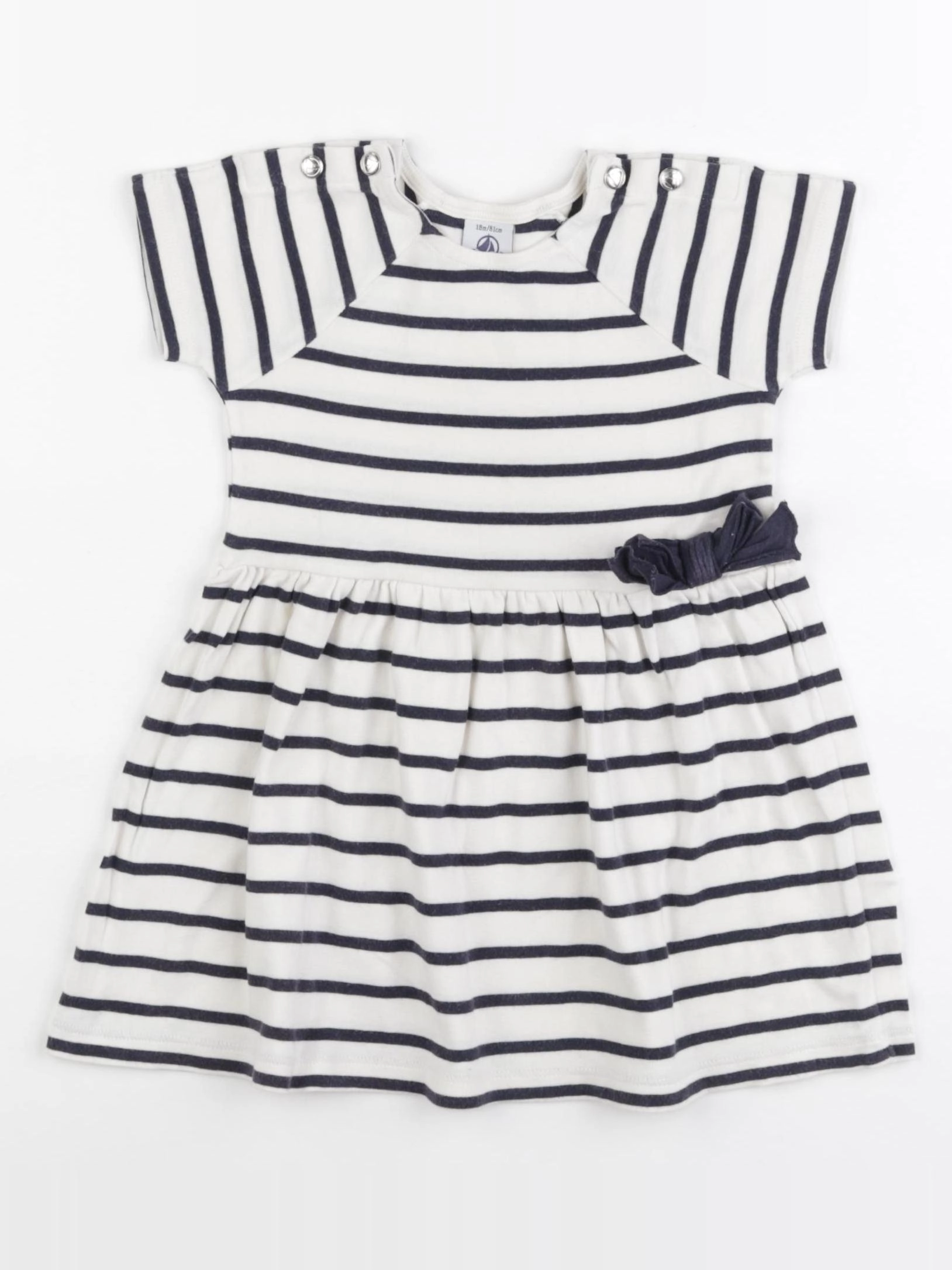 Petit Bateau - robe bleu, blanc - 18 mois