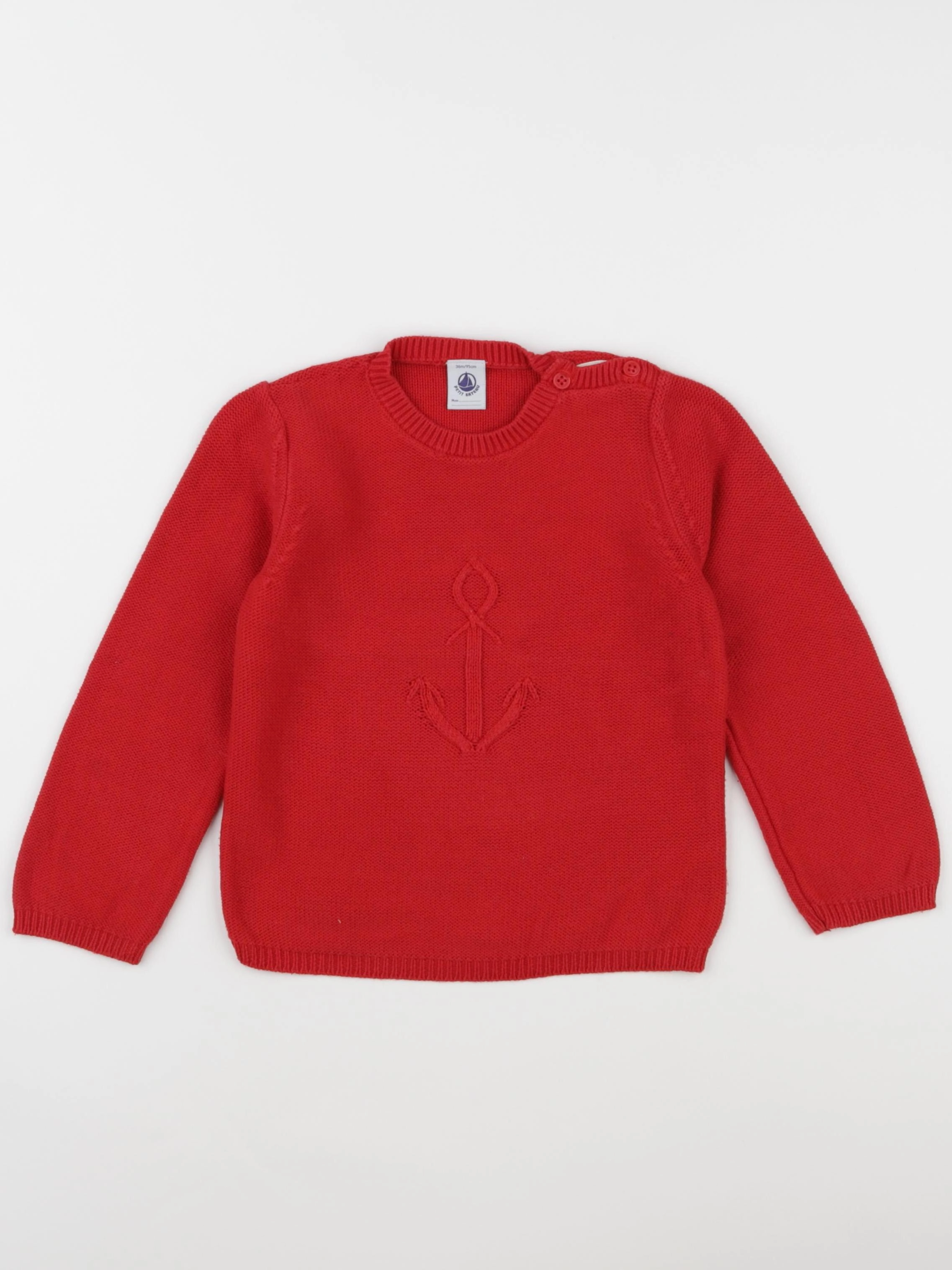 Petit Bateau - pull rouge - 36 mois