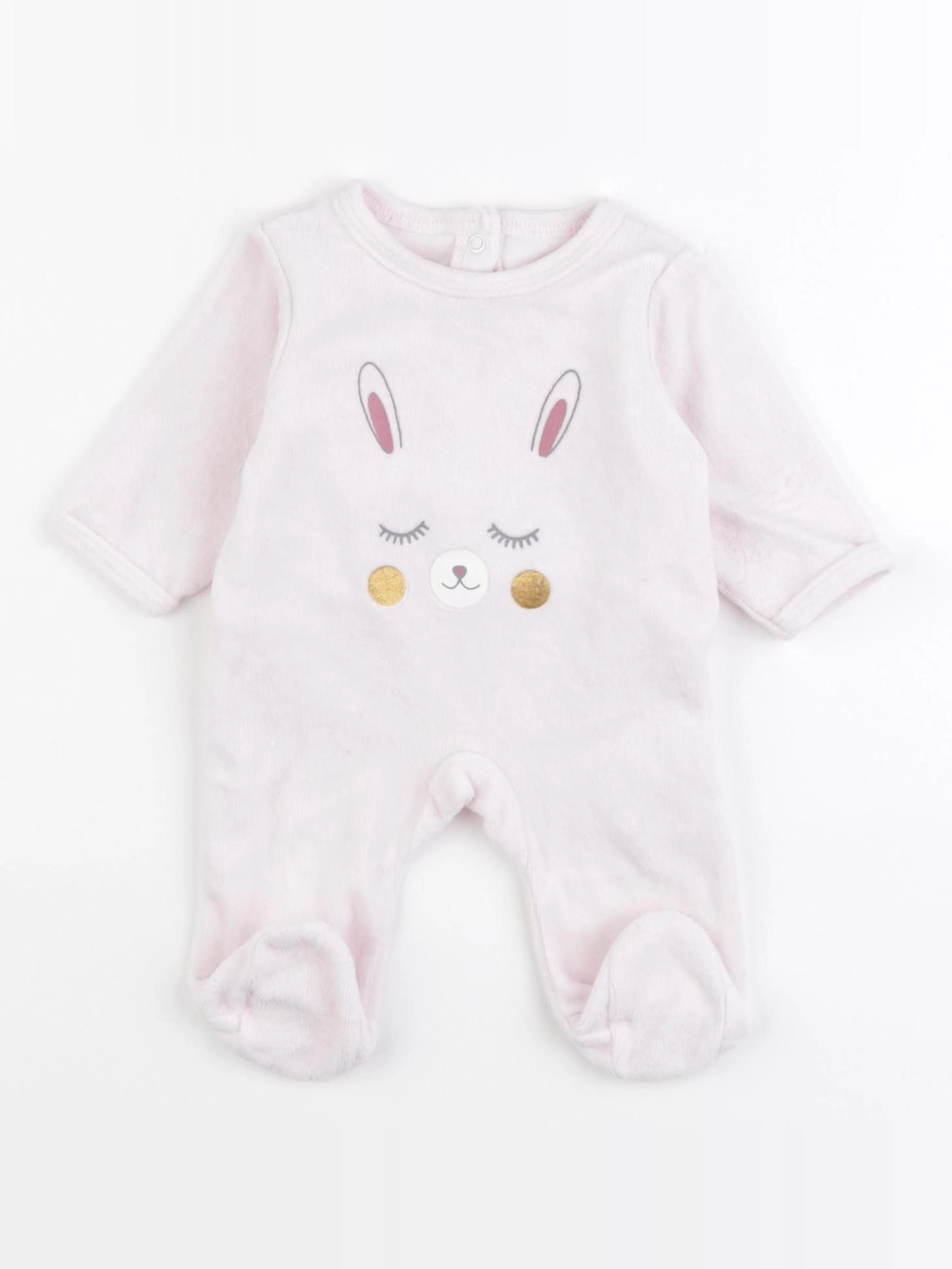 Vertbaudet - pyjama velours rose - 0 mois