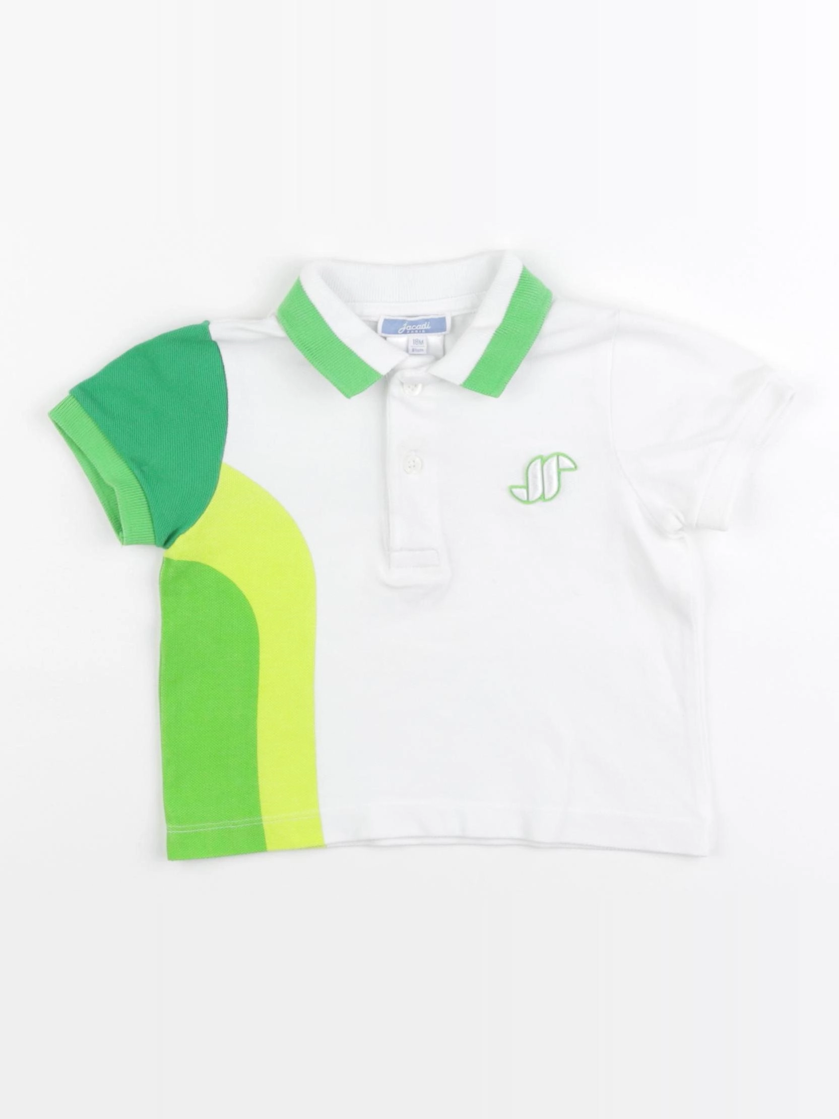 Jacadi - polo blanc, vert - 18 mois
