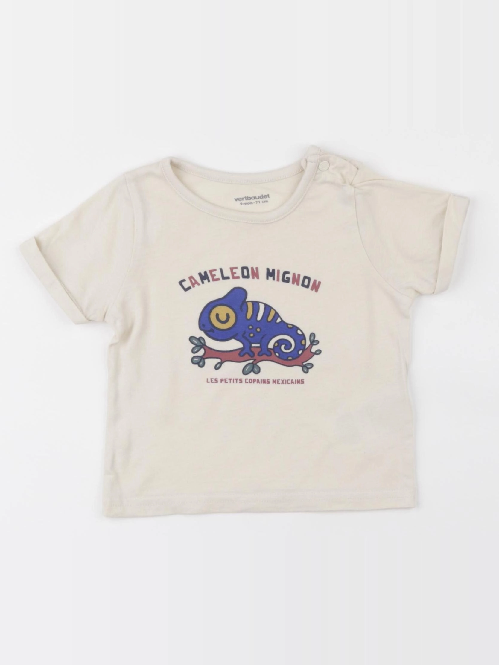 Vertbaudet - tee-shirt beige - 9 mois