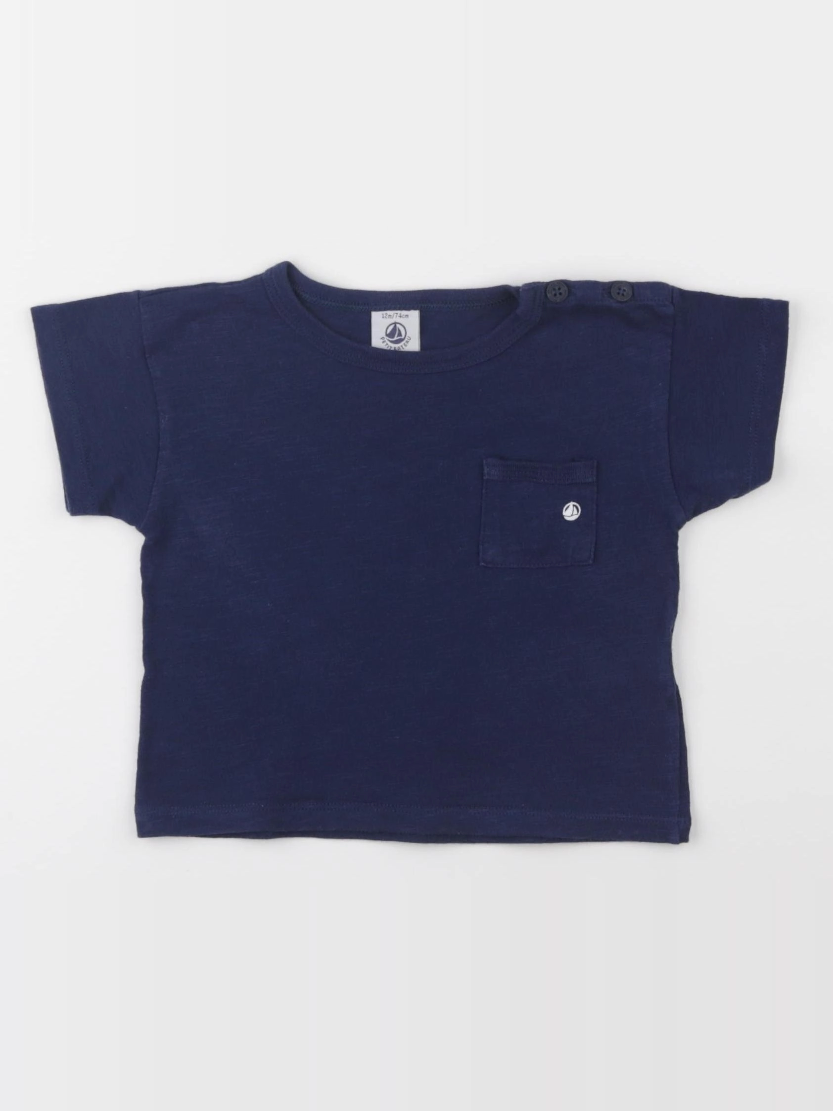 Petit Bateau - tee-shirt bleu - 12 mois