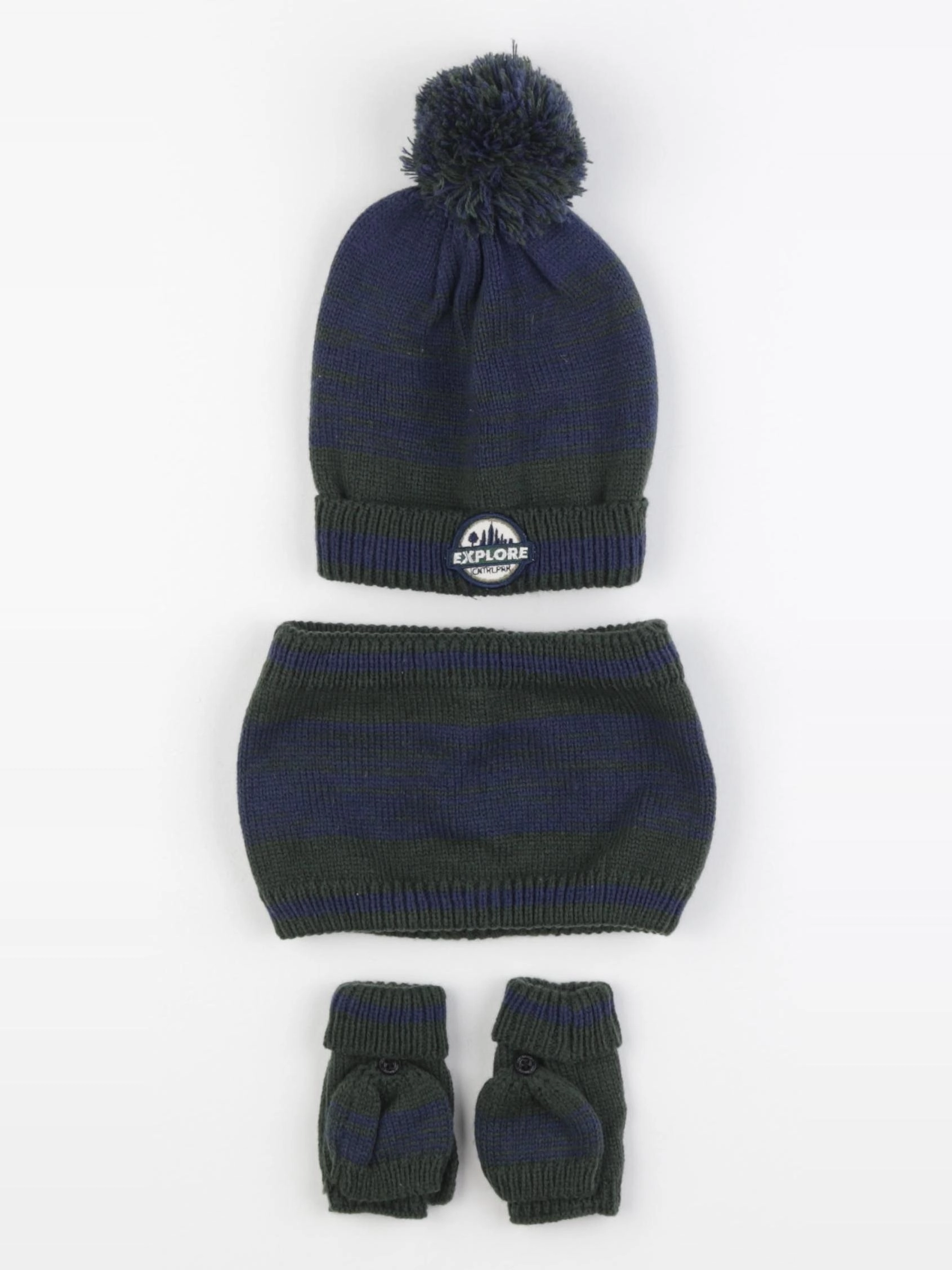 Vertbaudet - ensemble bonnet/moufles/tour de cou vert - 2/3 ans