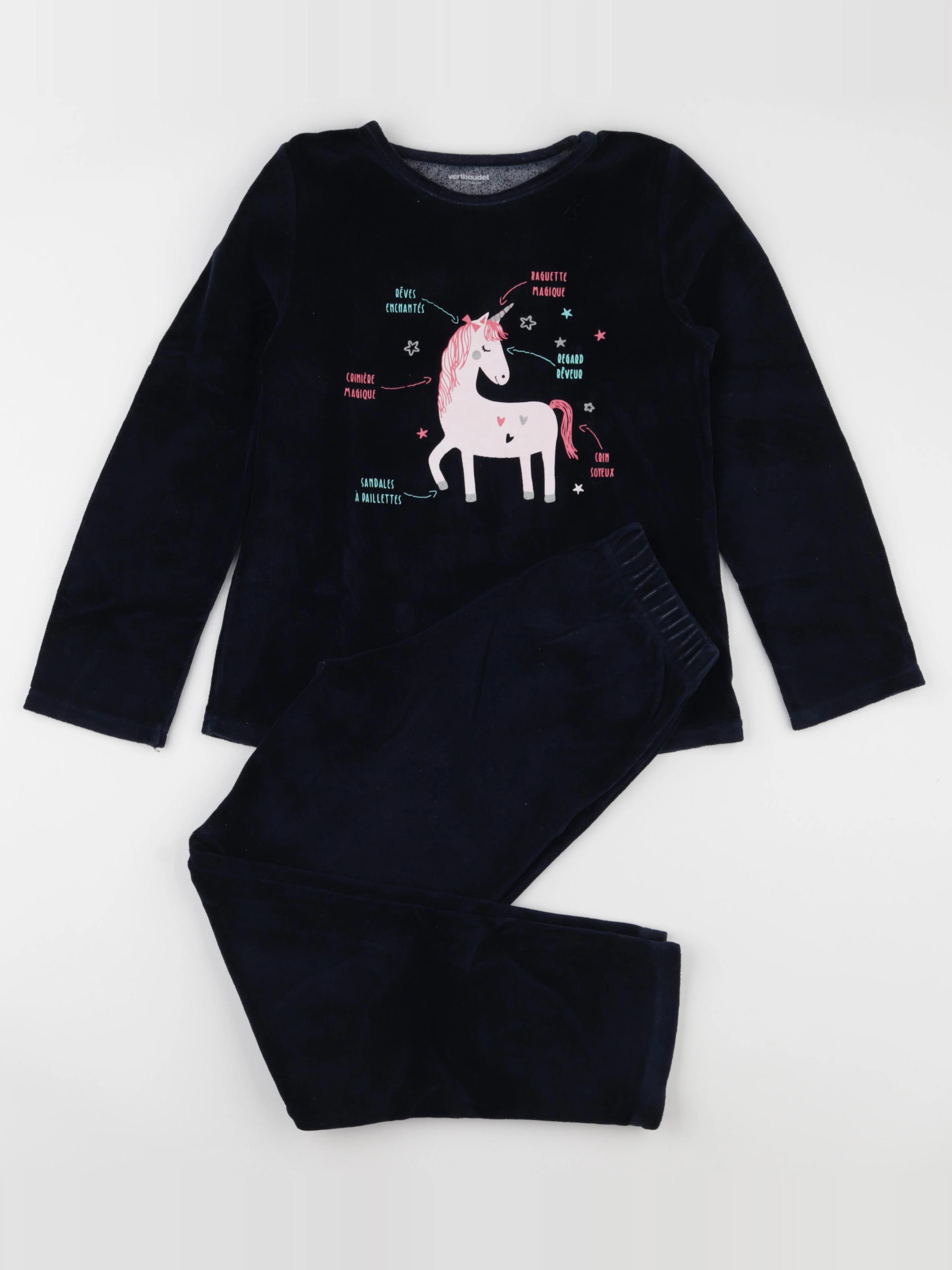 Vertbaudet - pyjama velours bleu - 10 ans