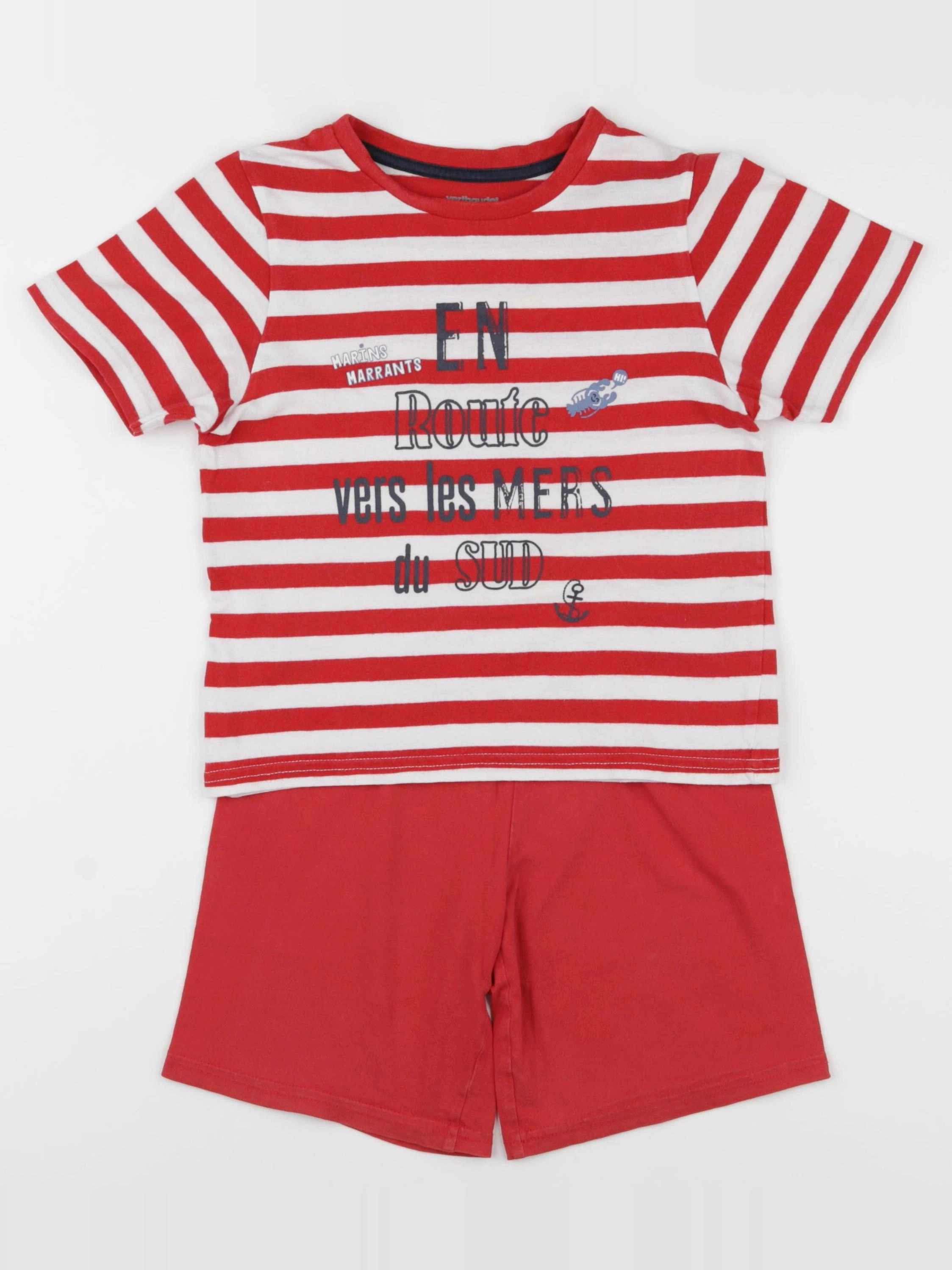 Vertbaudet - pyjama coton blanc, rouge - 6 ans