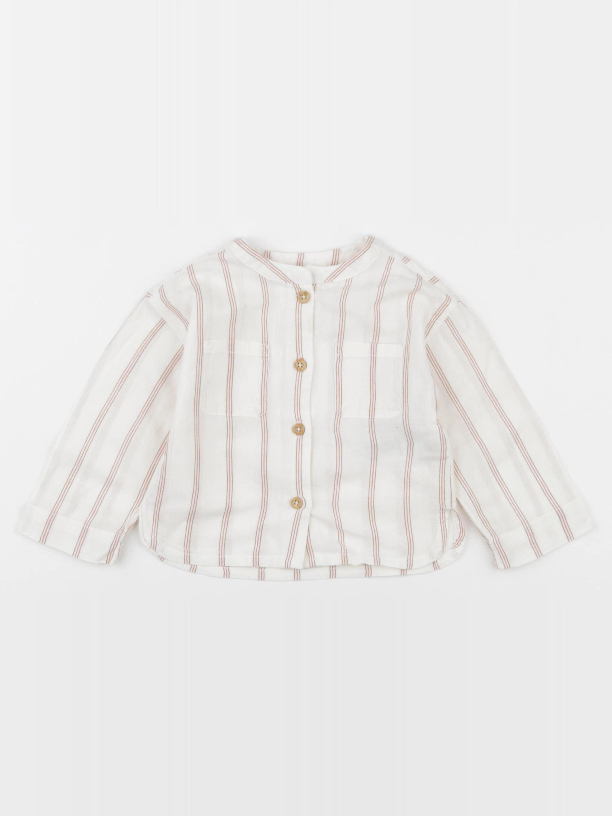 Vertbaudet - chemise blanc, marron - 6 mois