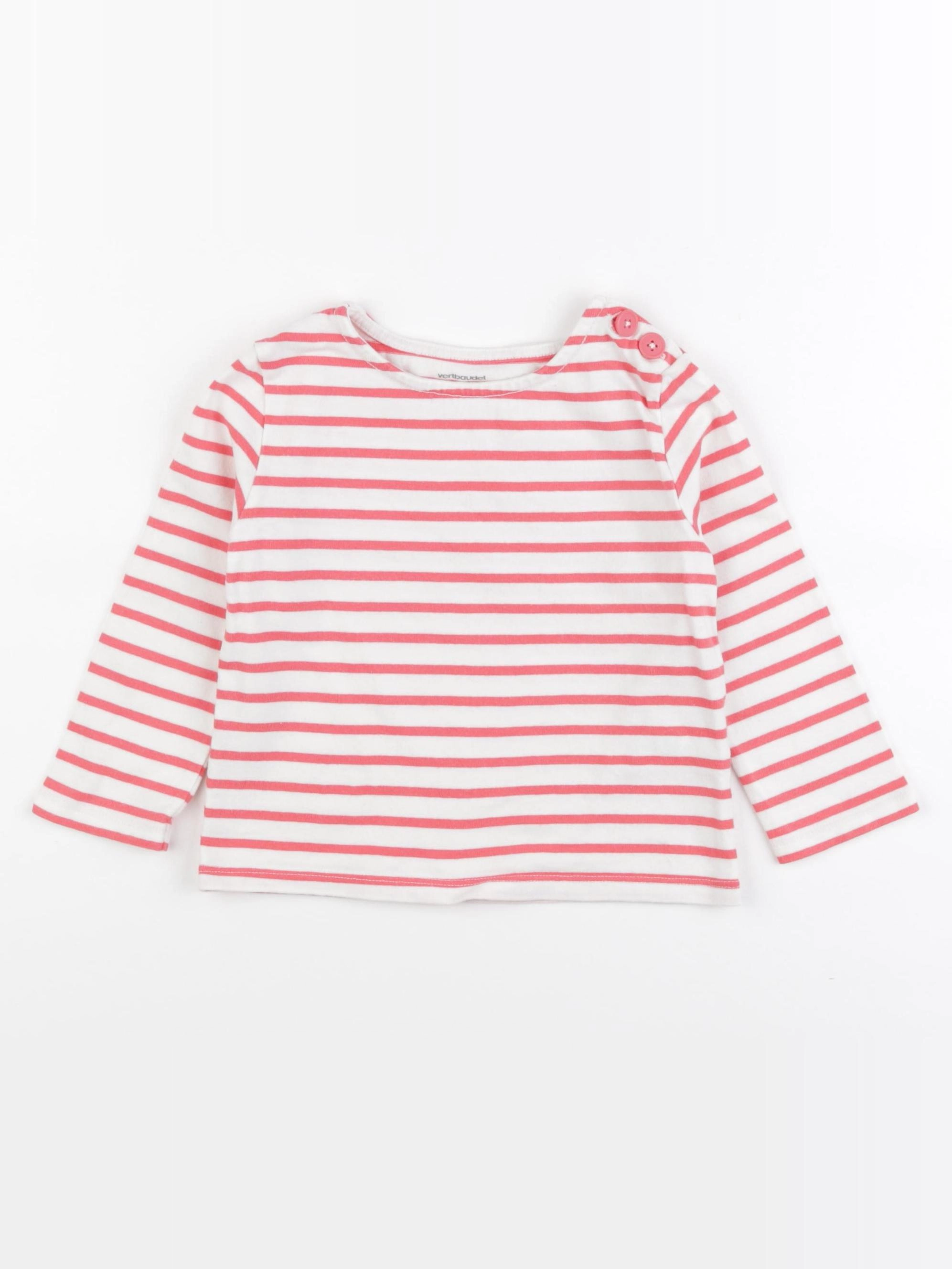 Vertbaudet - tee-shirt blanc, rose - 3 ans
