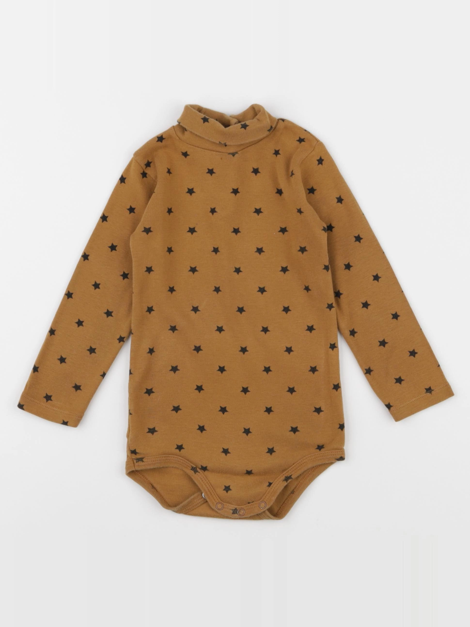 Petit Bateau - body à col marron - 18 mois