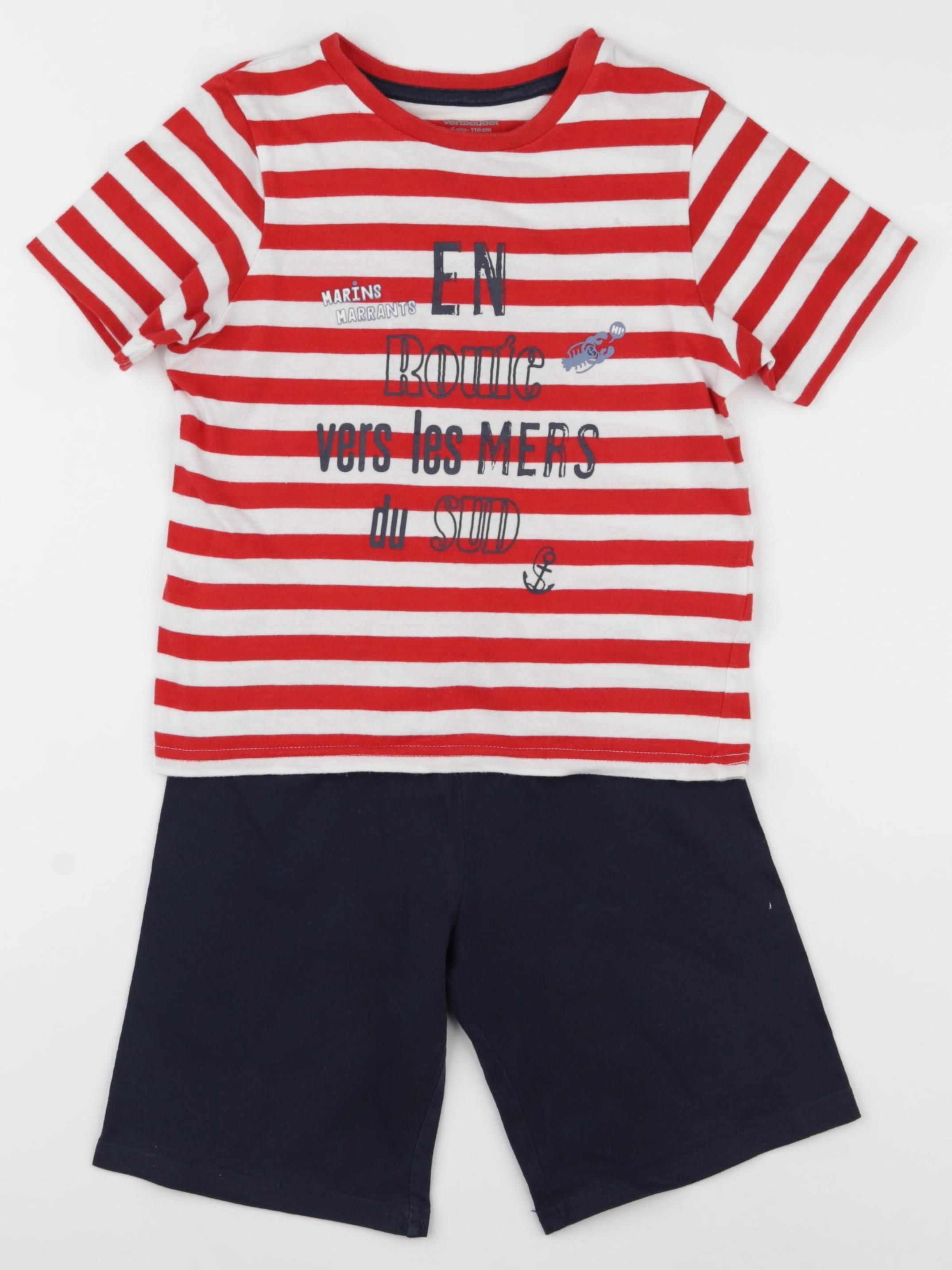 Vertbaudet - pyjama coton bleu, rouge - 6 ans