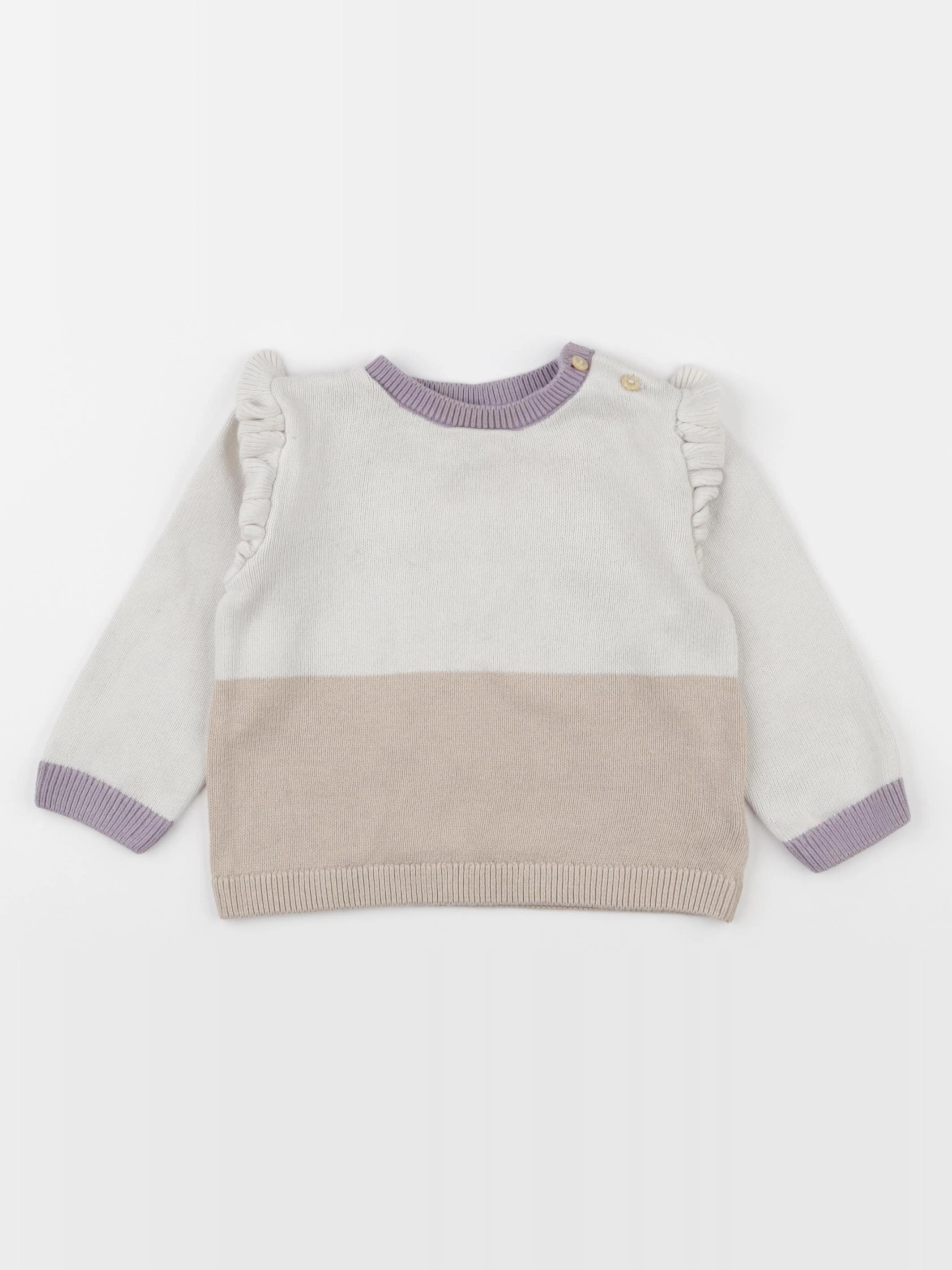 H&M - pull violet, marron - 9/12 mois