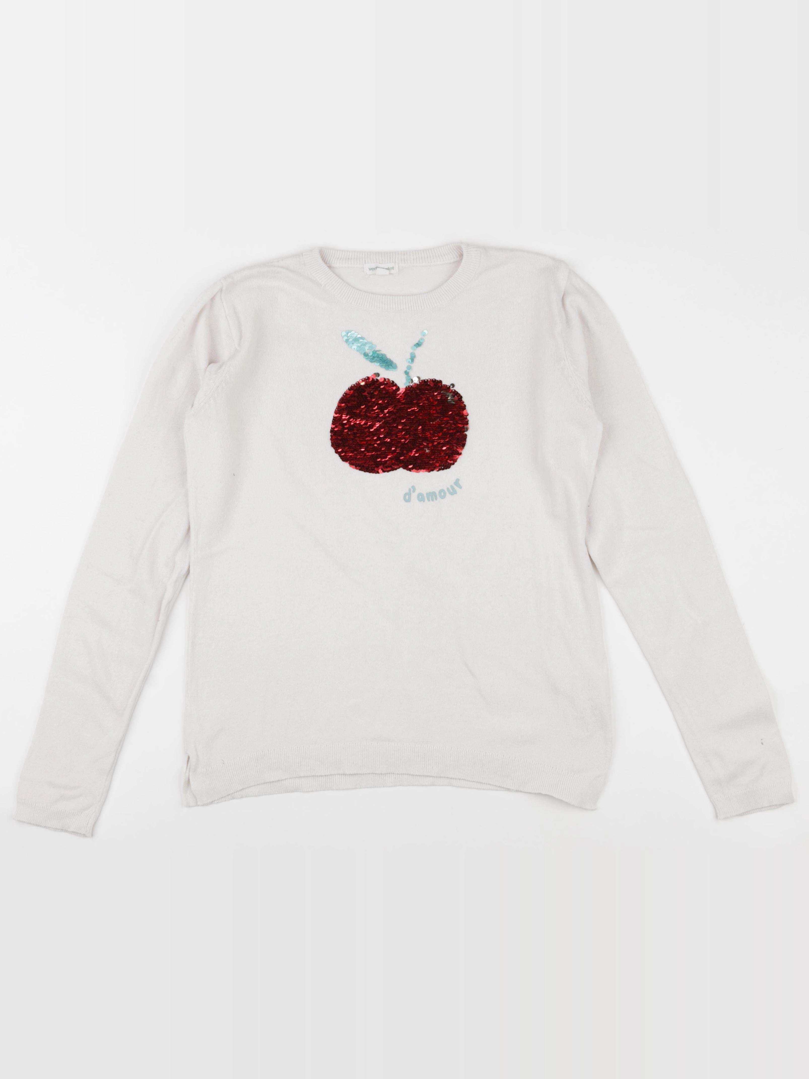 Vertbaudet - pull blanc, rouge - 12 ans