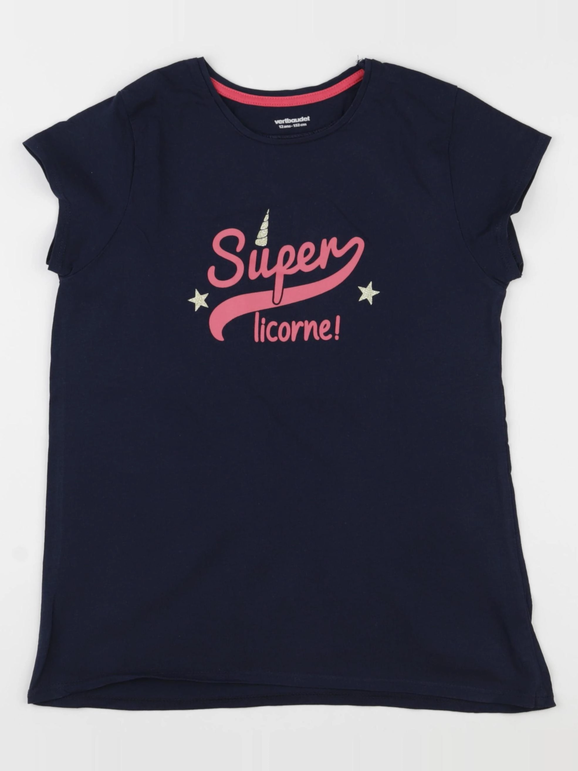 Vertbaudet - tee-shirt rose, bleu - 12 ans