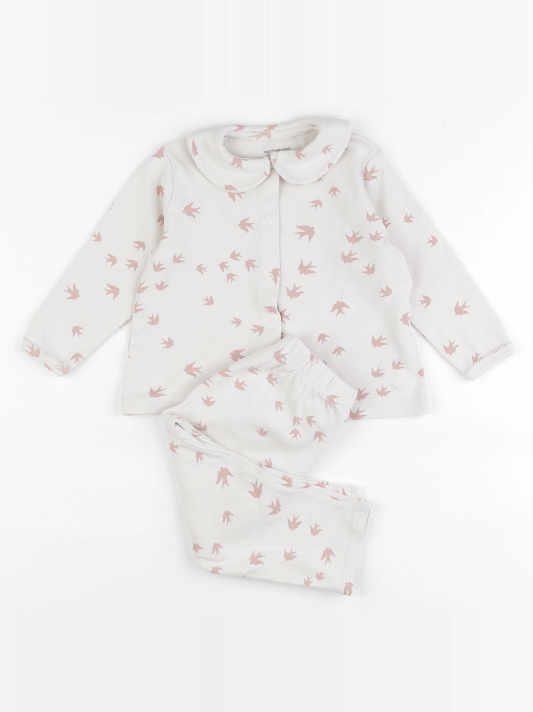 Vertbaudet - pyjama coton beige, rose - 24 mois
